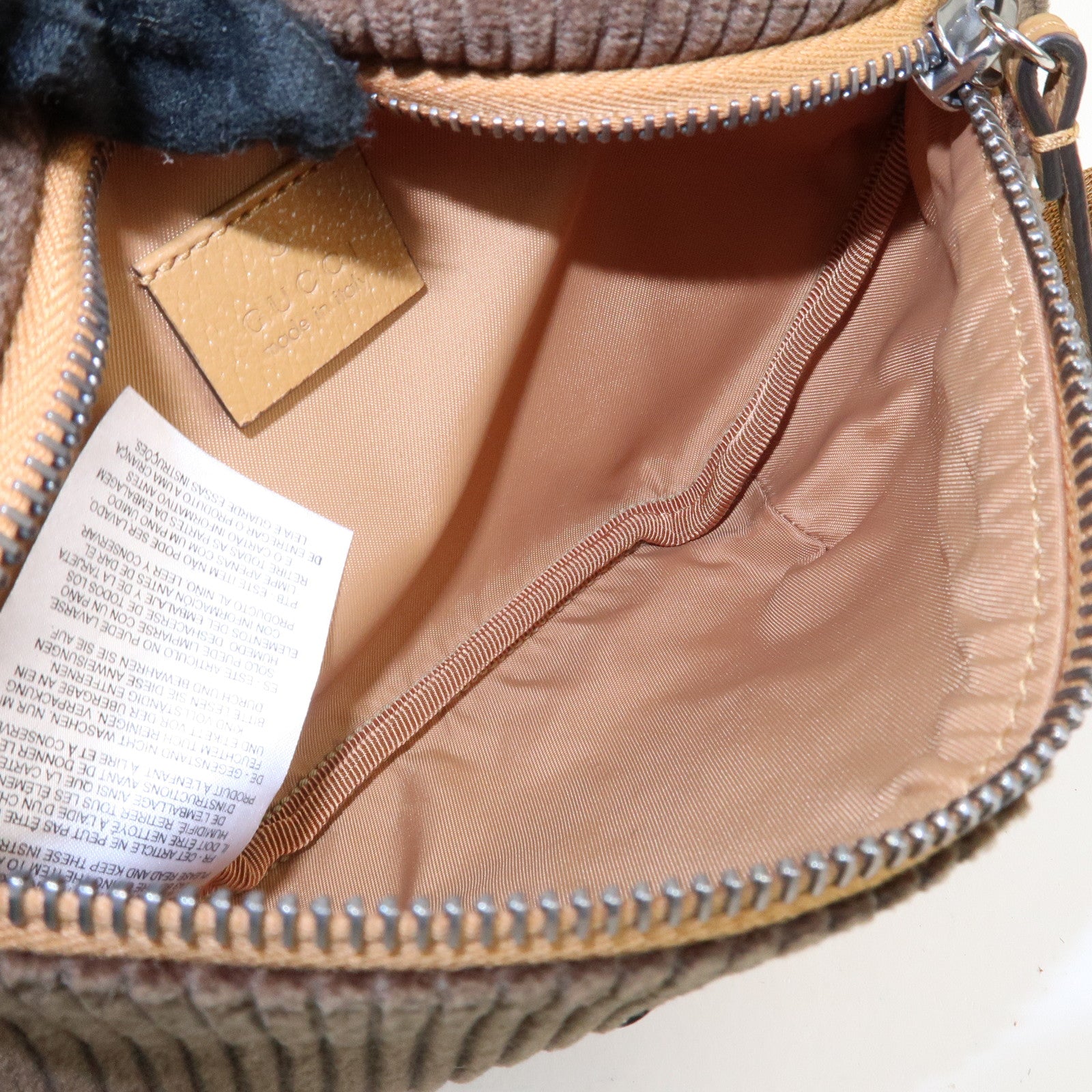 GUCCI Children's Corduroy Body Bag Waist Bag Brown Khaki 502095 Used