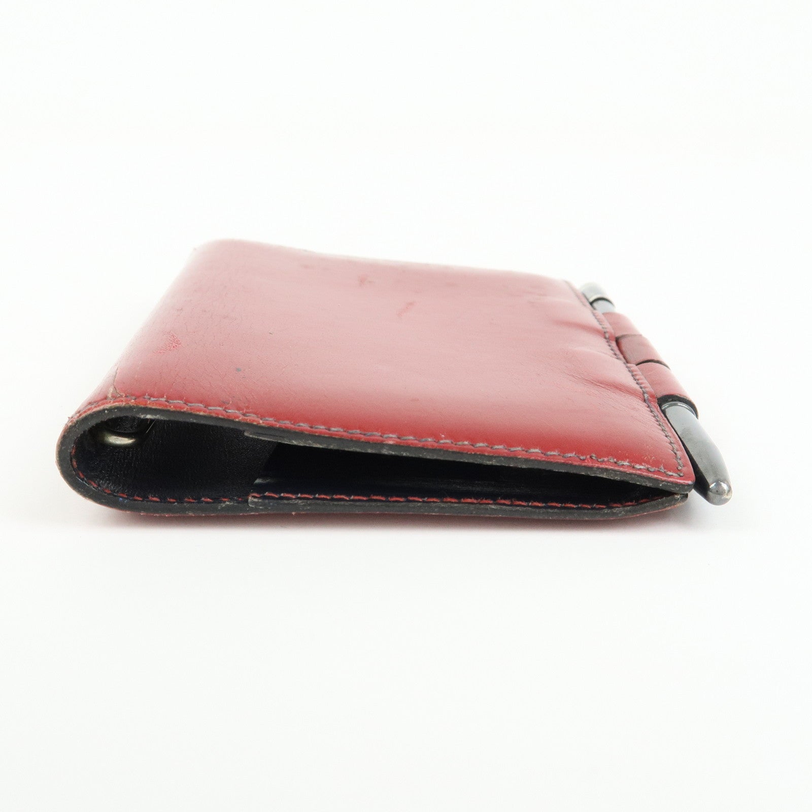 HERMES Box Calf Leather Agenda PM Planner Cover 〇Q Stamped Red