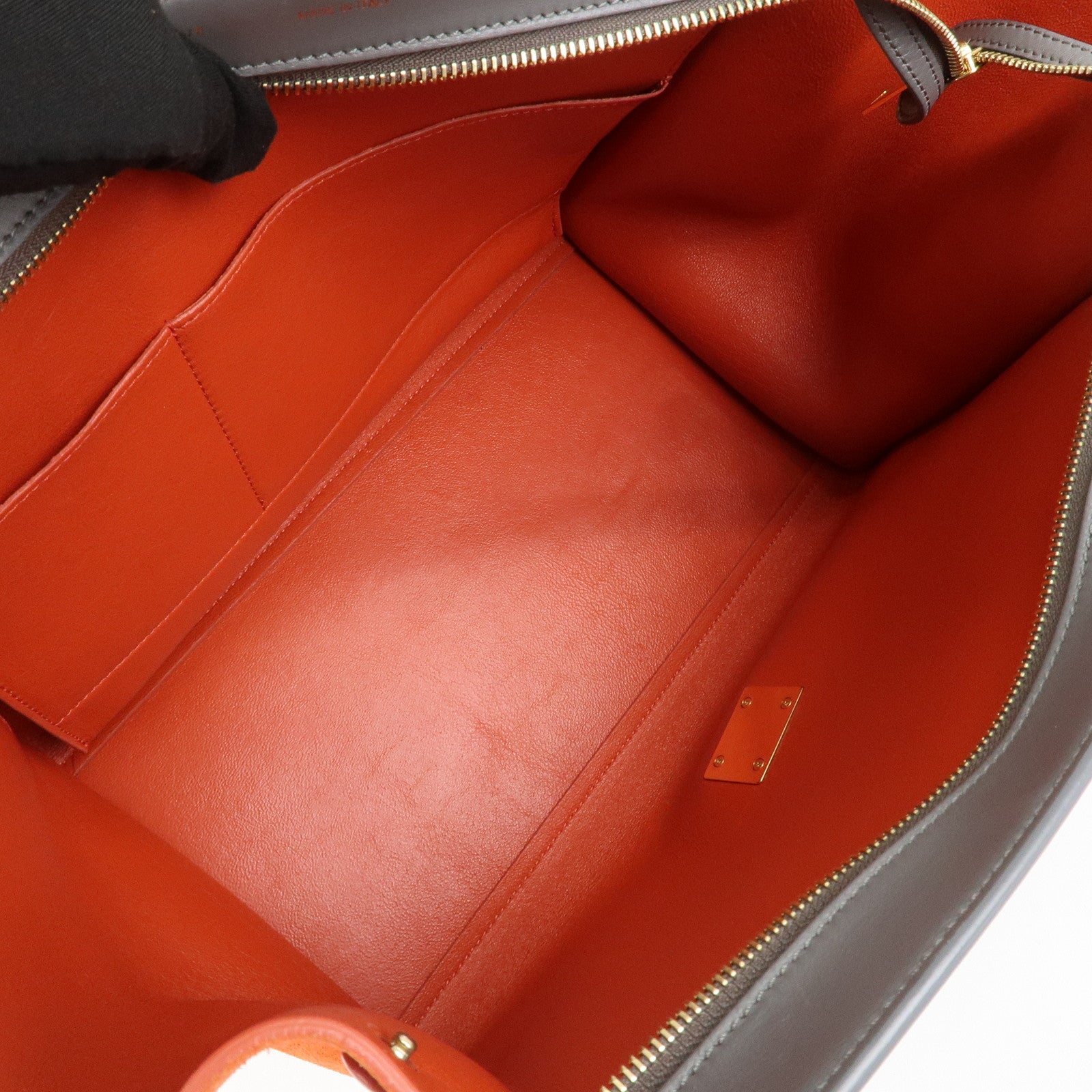 CELINE Trapeze Leather Suede 2Way Hand Shoulder Bag Black Orange