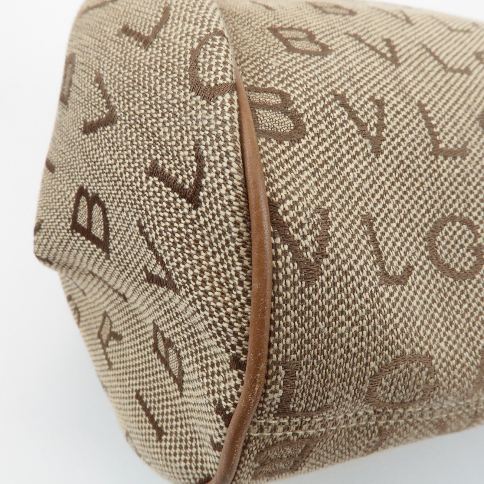 BVLGARI Logo Mania Leather Canvas Tote Bag Shoulder Bag Beige Brown Used