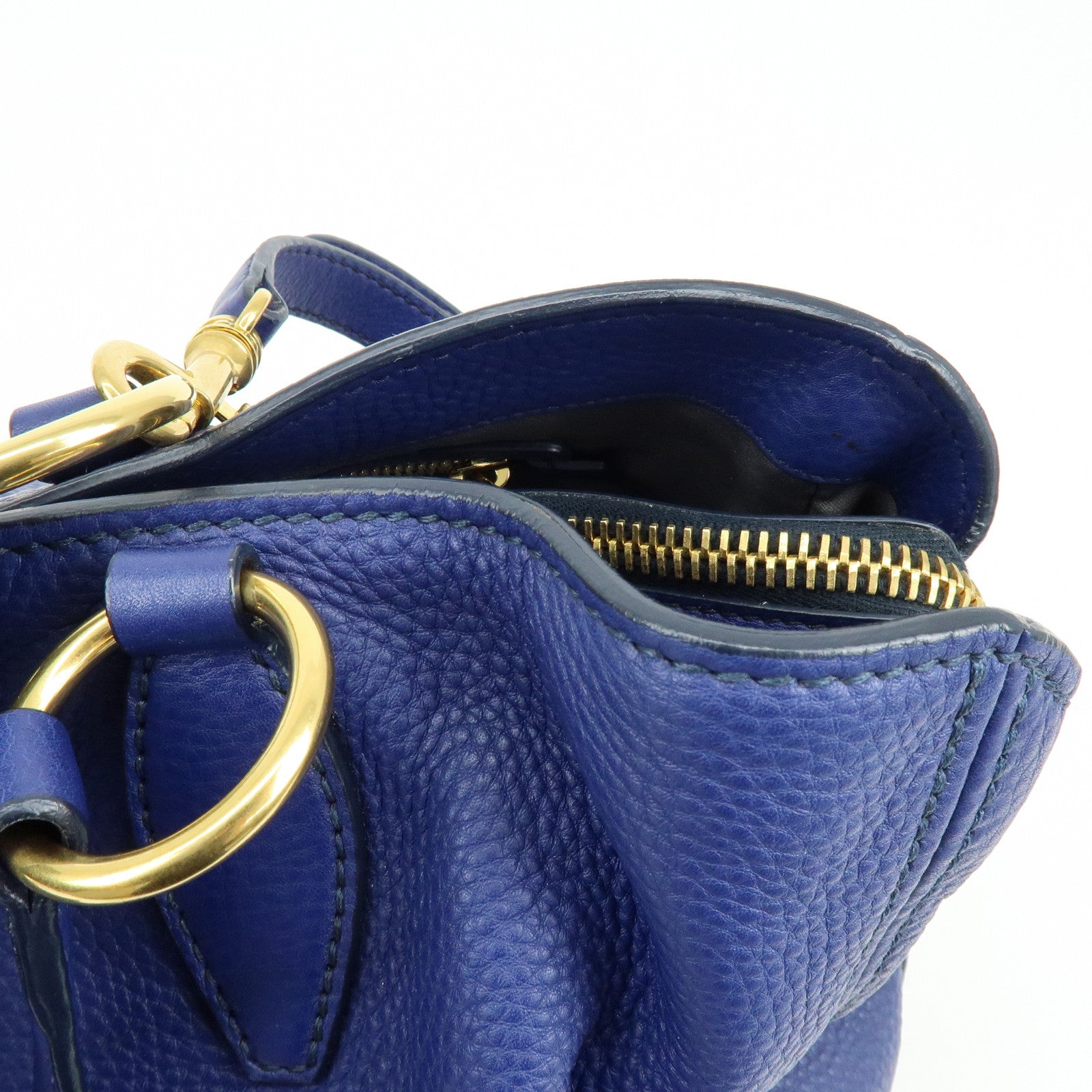 MIU MIU Leather 2Way Bag Hand Bag Shoulder Bag Blue