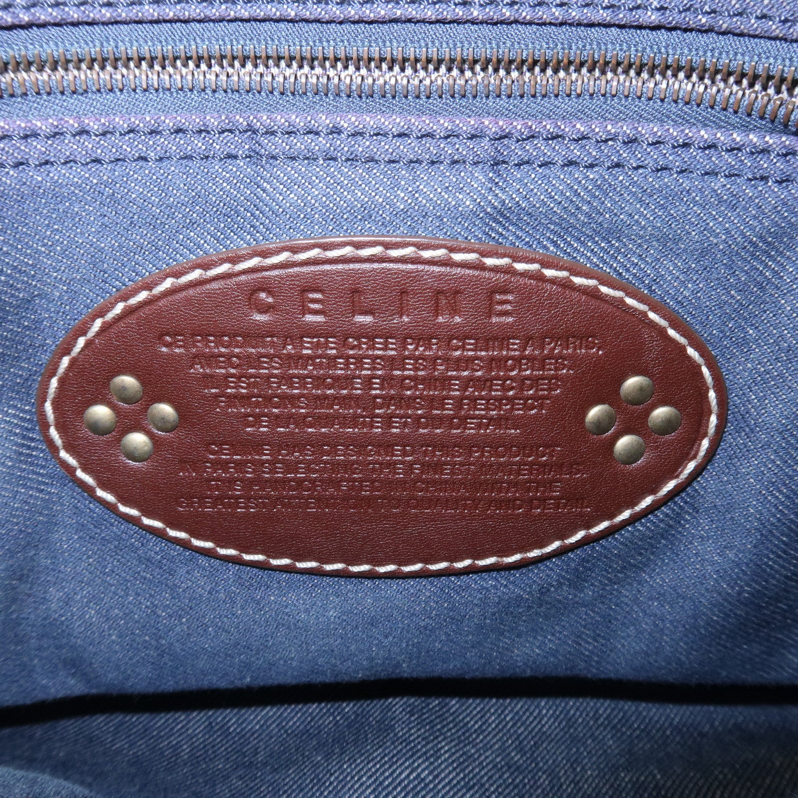 CELINE Macadam Logo Canvas Leather Shoulder Bag Crossbody Bag Denim