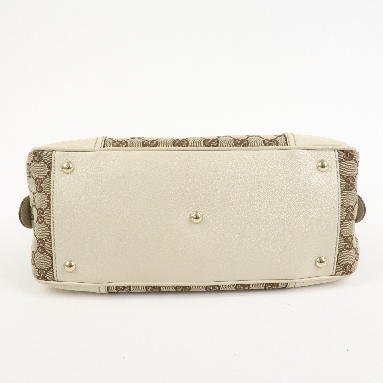GUCCI Princy Sherry GG Canvas Leather Boston Bag Brown Ivory 161720