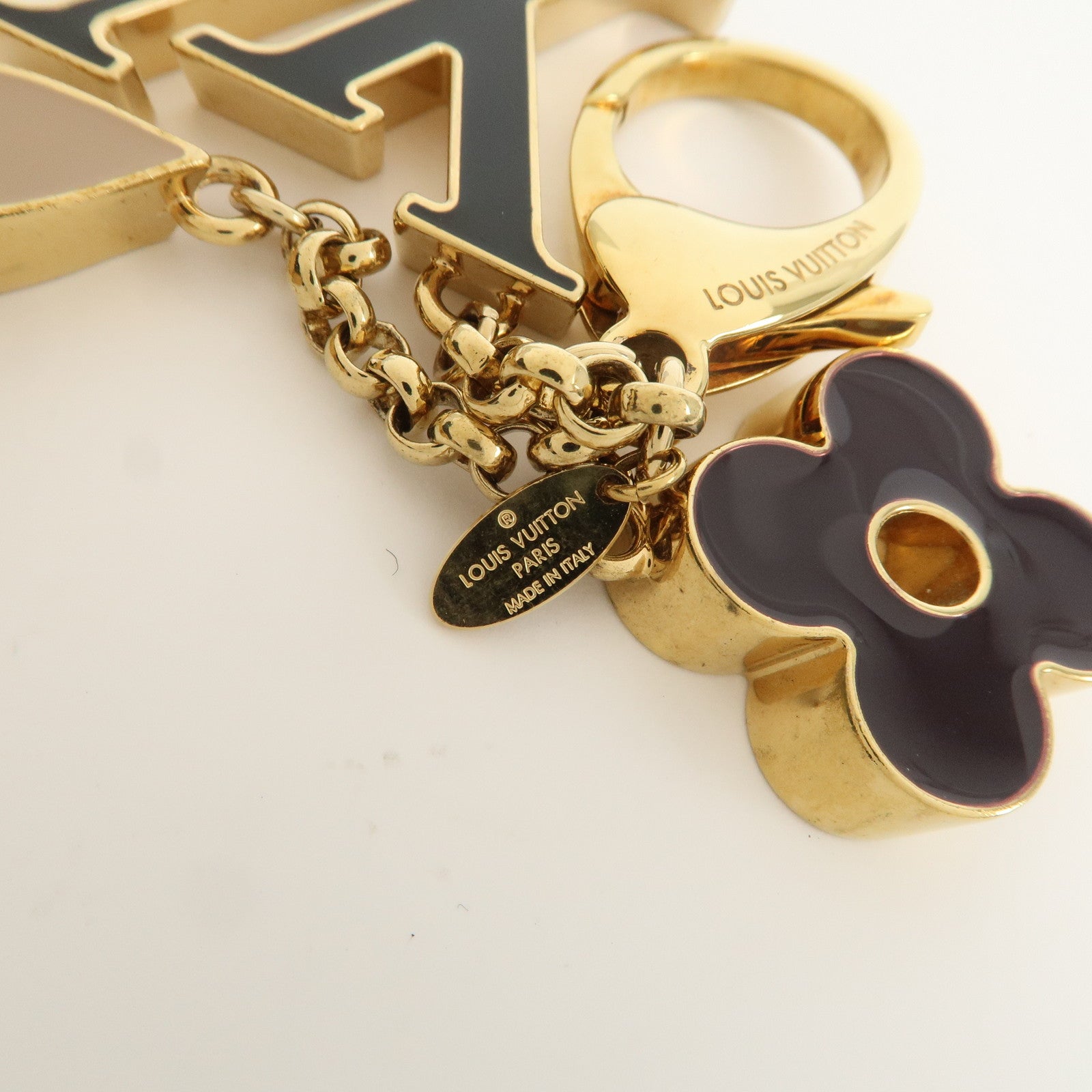 Louis Vuitton Fleur de Monogram Key Chain Bag Charm Gold M67119