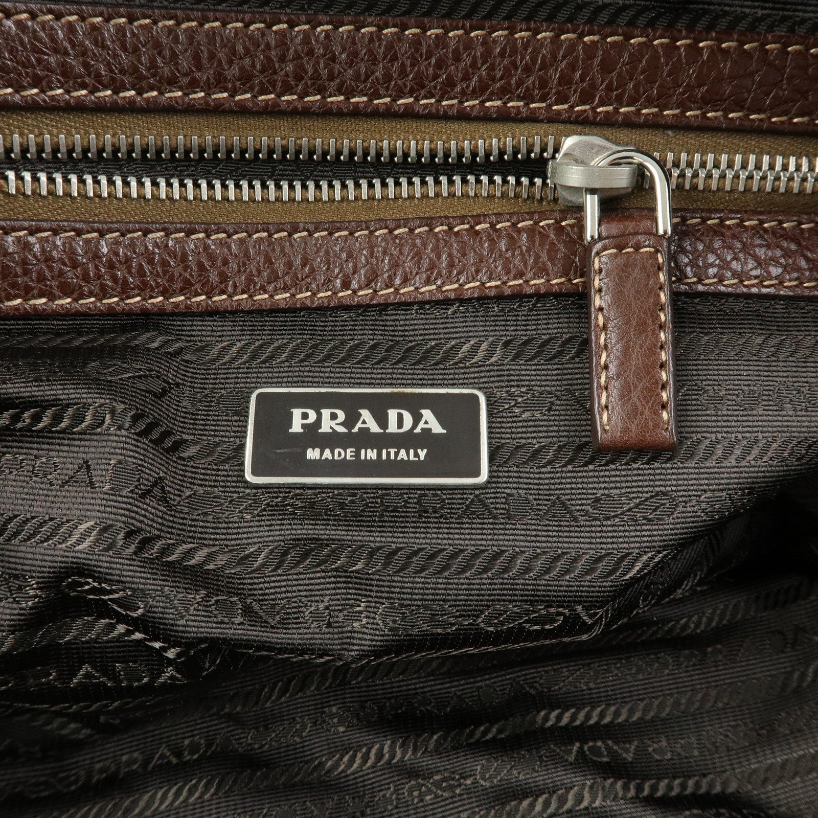 PRADA Vitello Daino Leather Boston Bag Hand Bag Brown BR3090