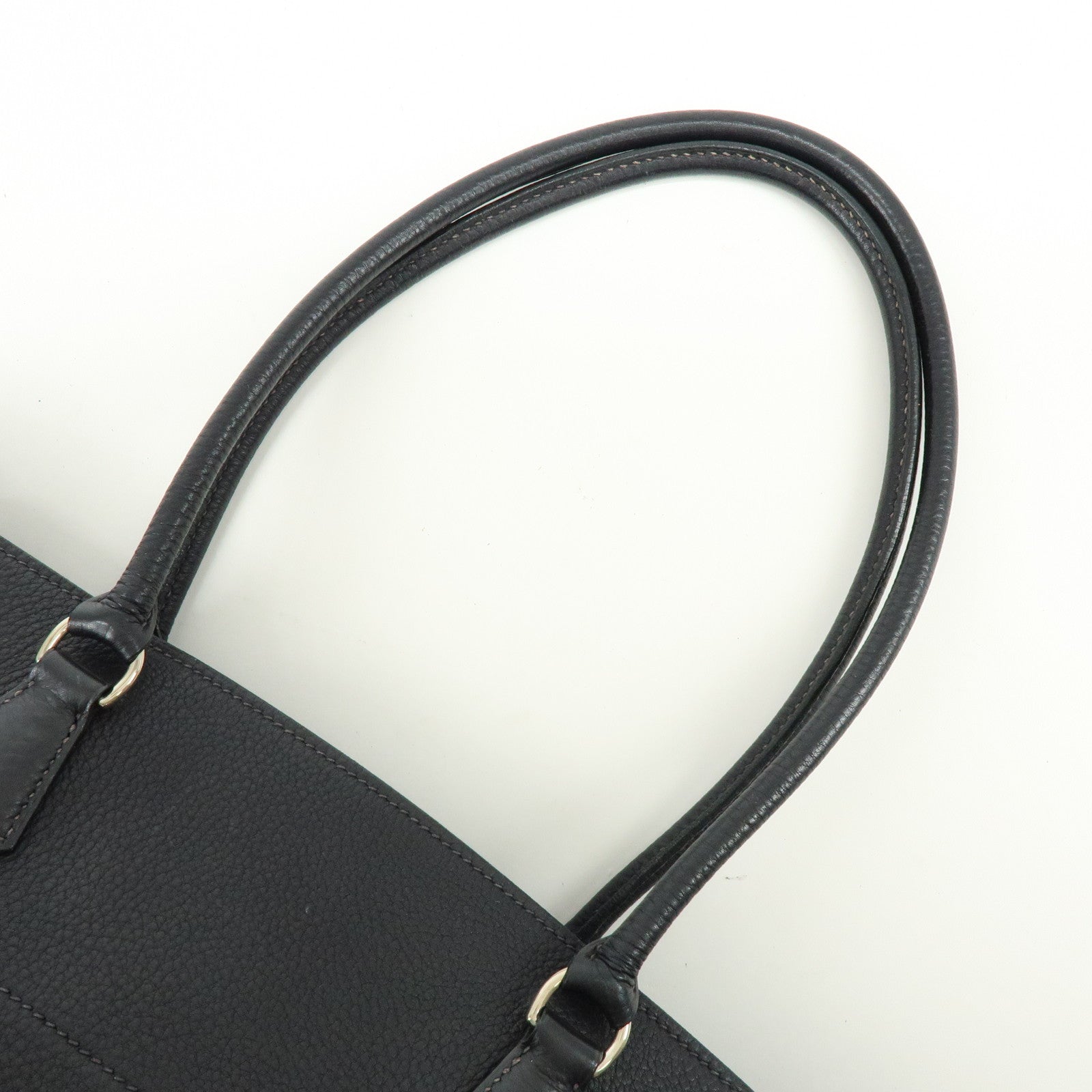 HERMES La Togo Leather Tote Bag Shoulder Bag Hand Bag Black