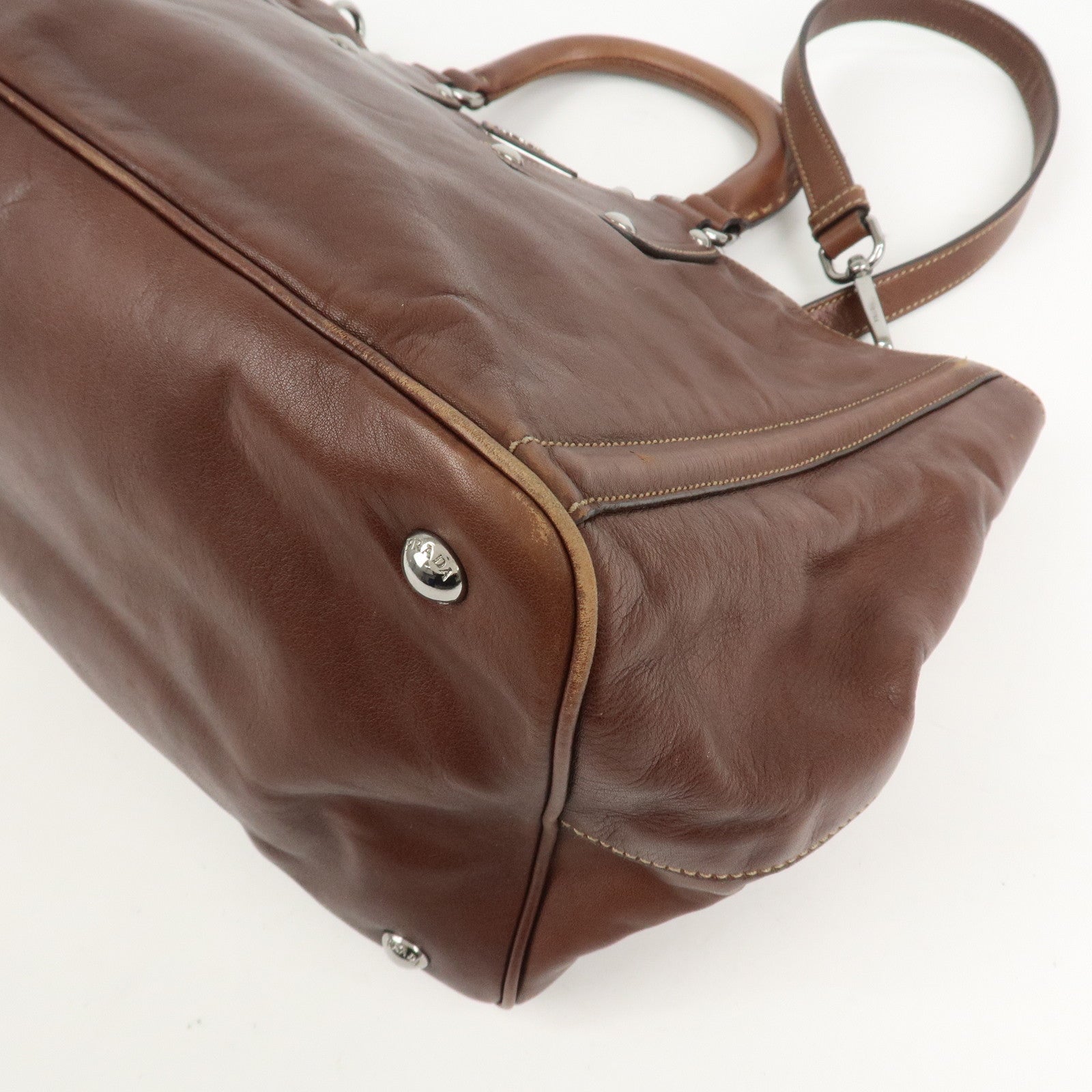 PRADA Triangle Logo 2Way Bag Tote Bag Shoulder Bag BN1889