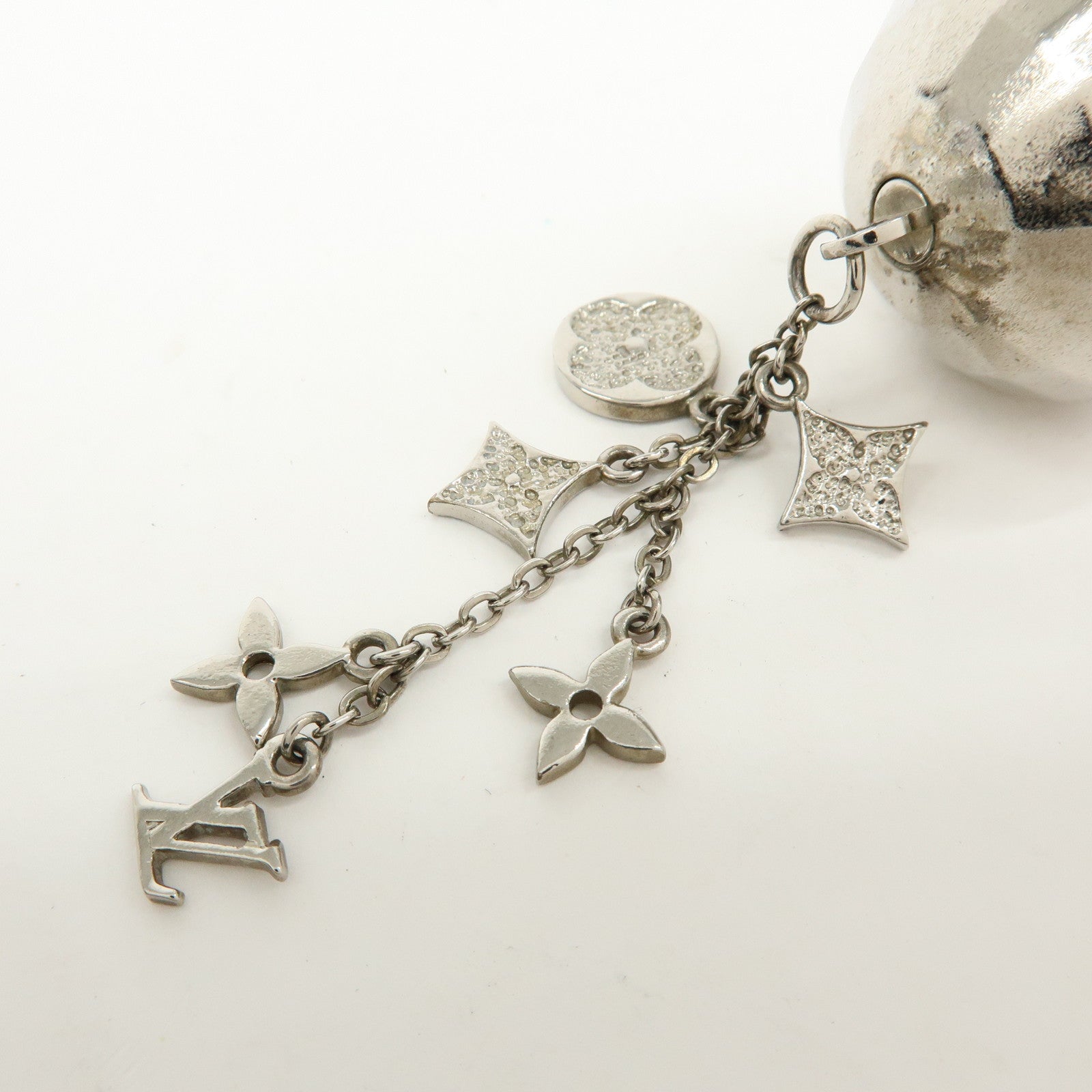 Louis Vuitton Porte Cles Glitter Bag Charm Key Chain Silver M65378