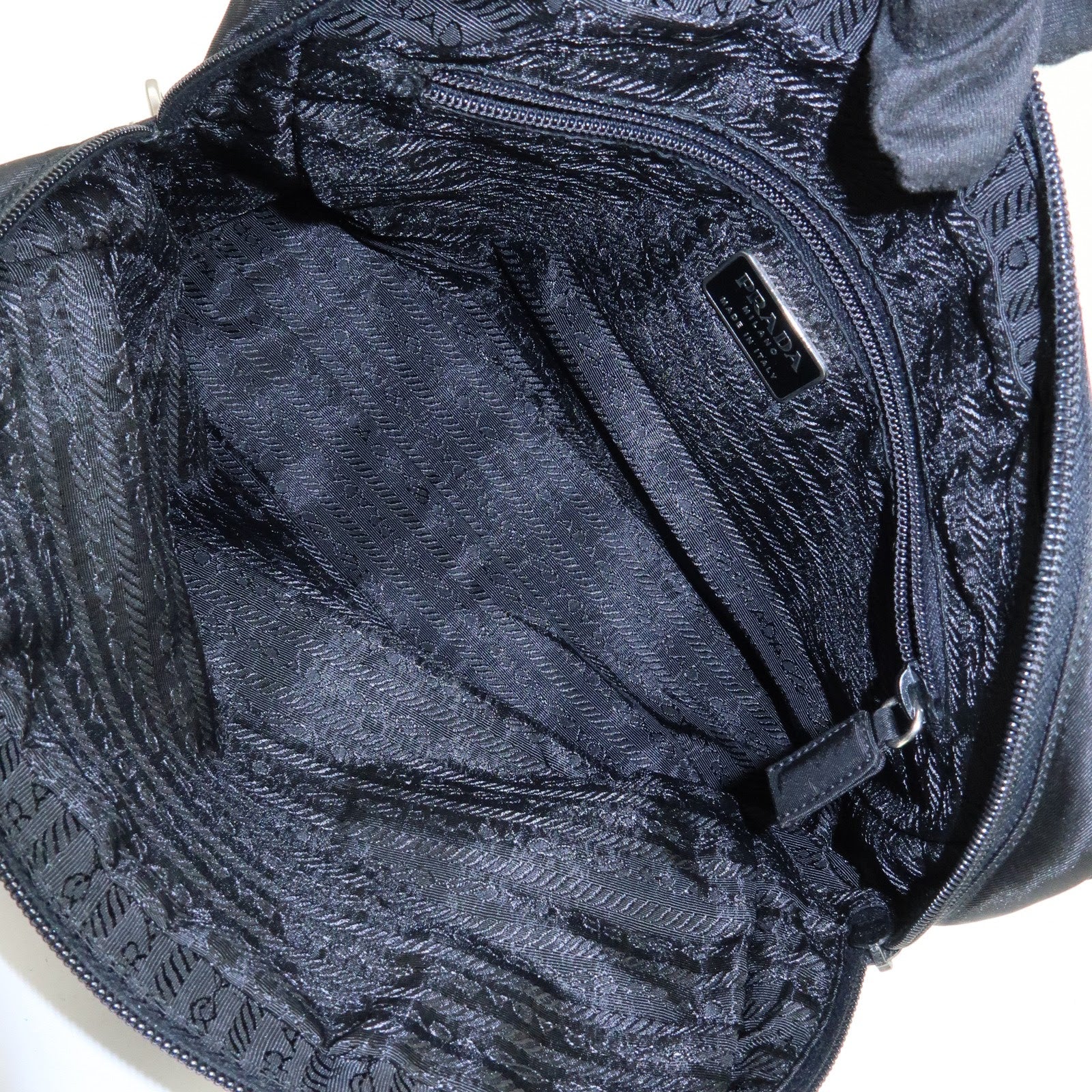 PRADA Triangle Logo Nylon Leather Hand Bag Tote Bag Black B8495