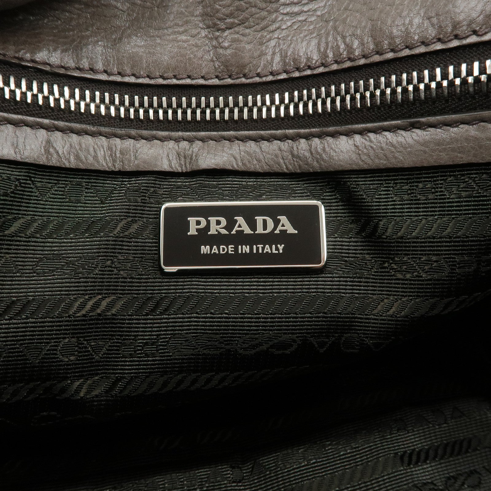 PRADA Triangle Logo Leather Shoulder Bag Gray BR3274