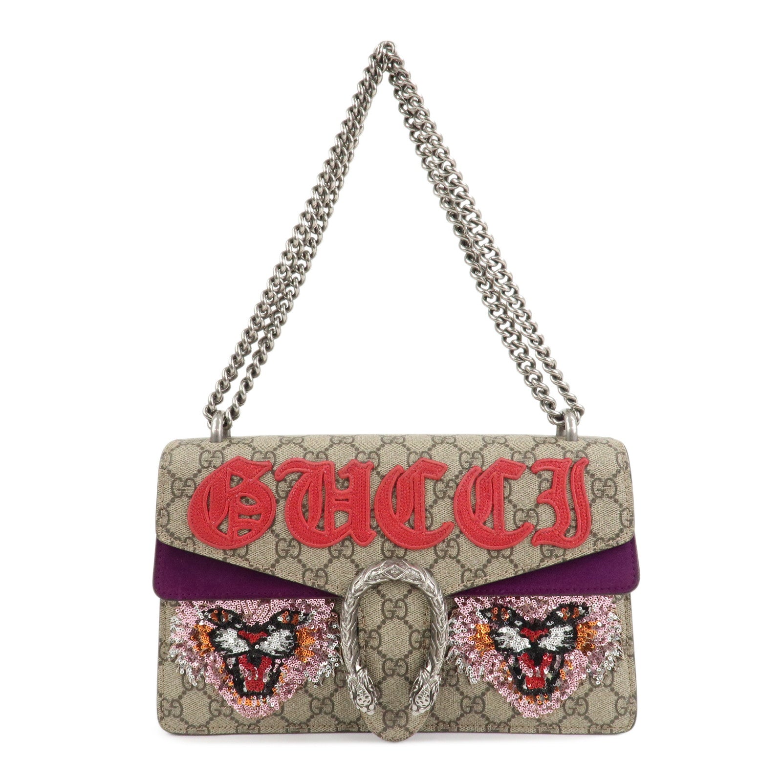 GUCCI Dionysus GG Supreme Suede Medium Chain Shoulder Bag 400249