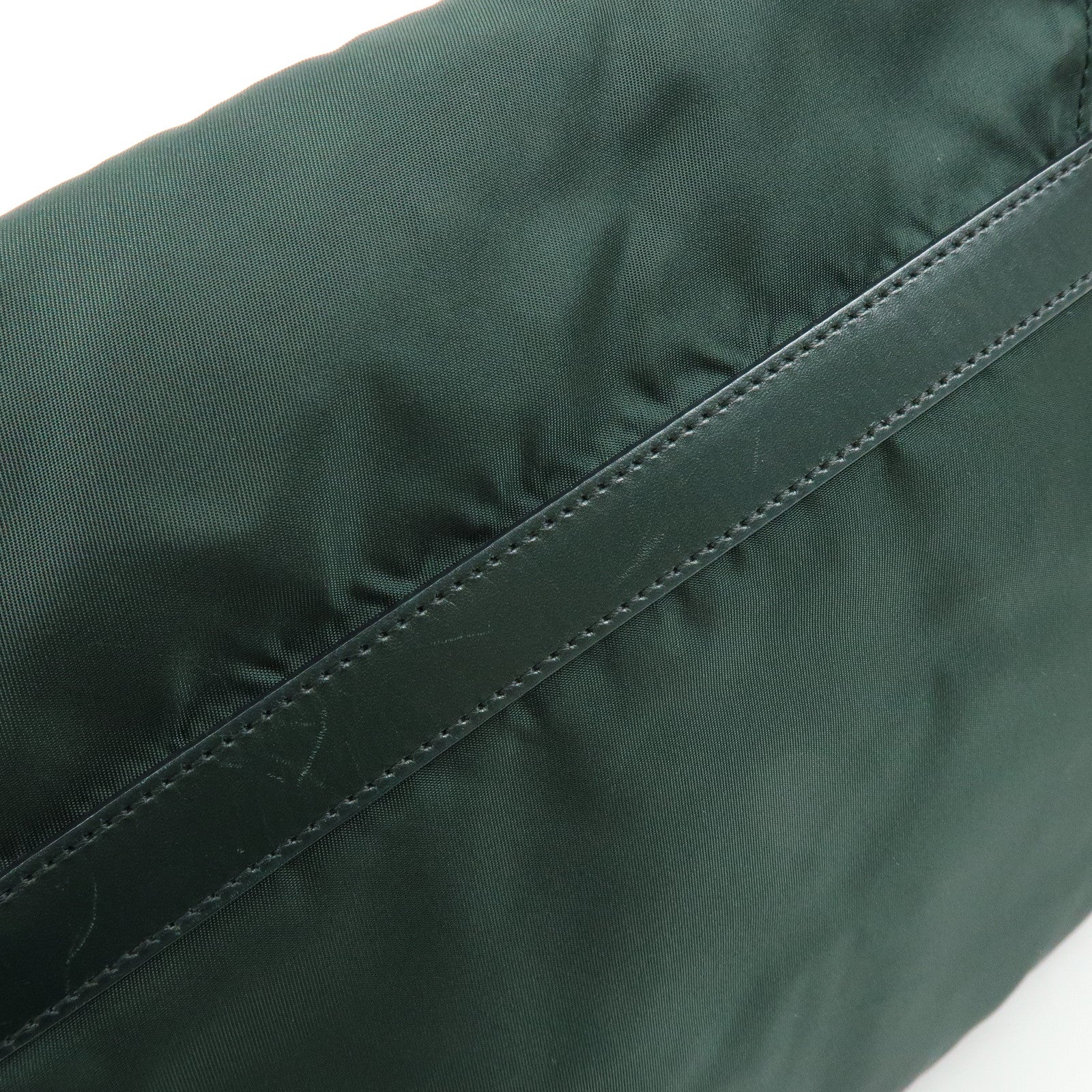 PRADA Triangle Logo Nylon Leather Shoulder Crossbody Bag Dark Brown