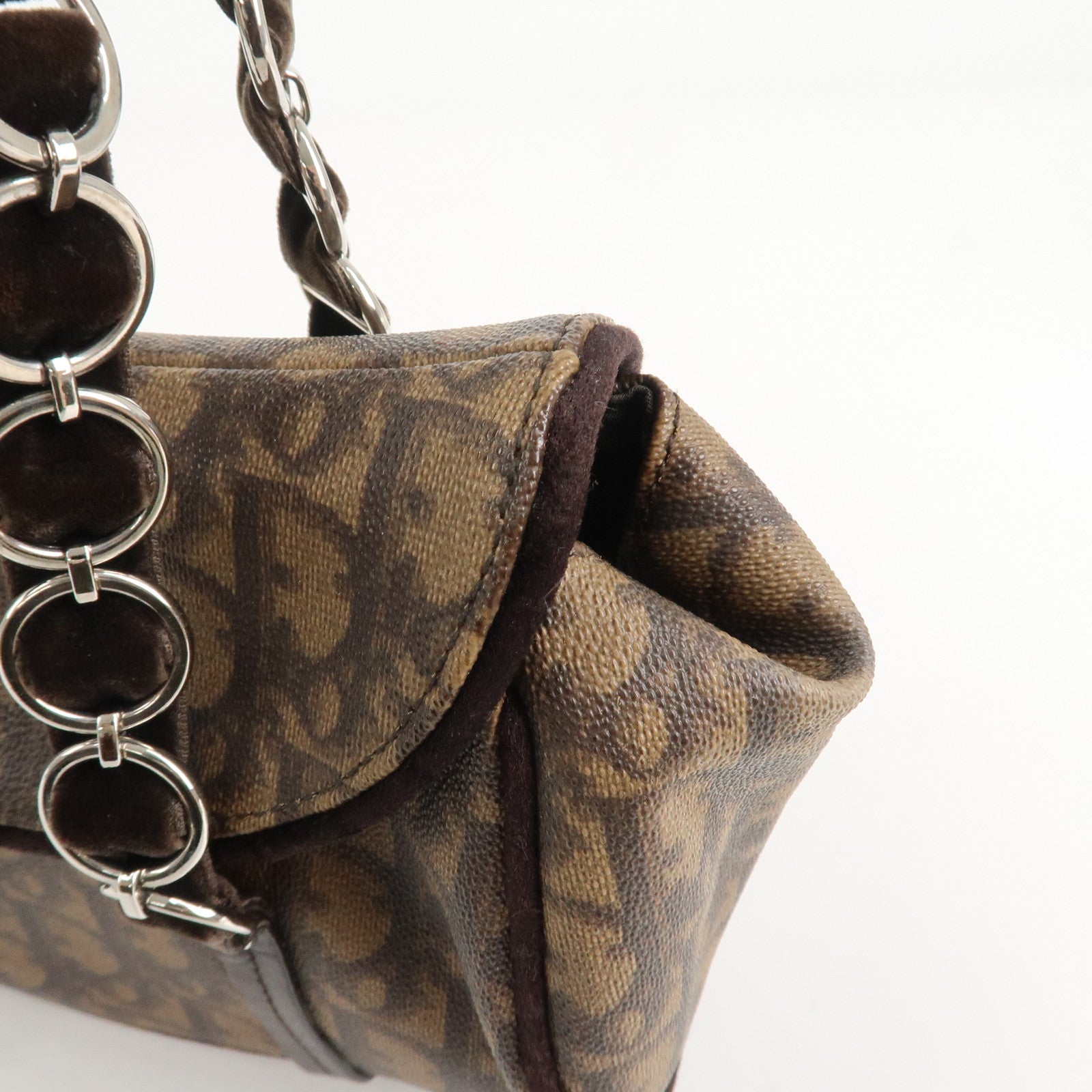 Christian Dior Trotter Romantic PVC Suede Hand Bag Brown