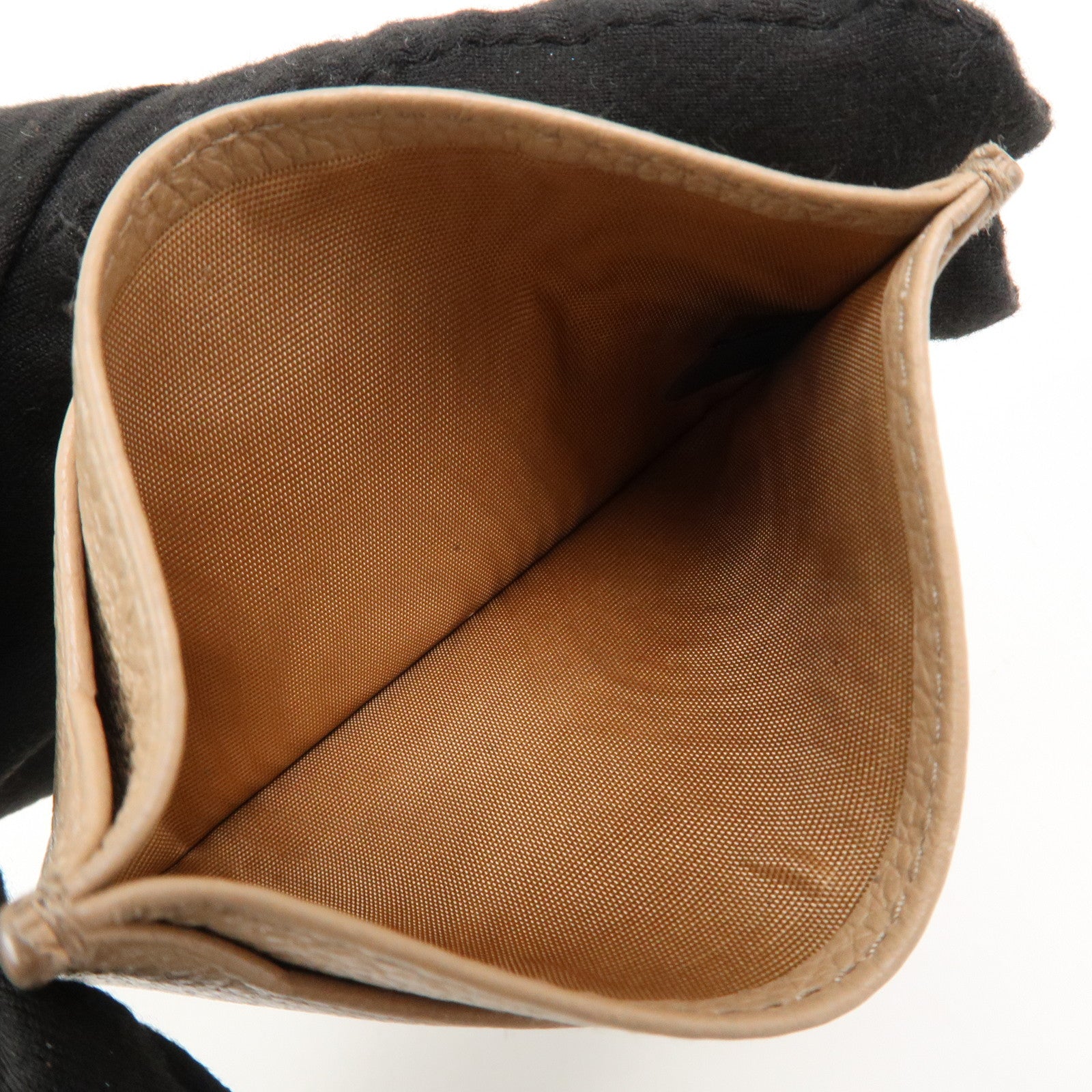 PRADA Leather Card Case Card Holder Beige 1MC208