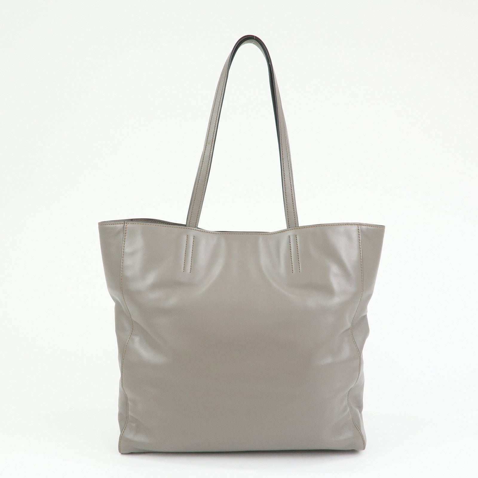 MIU MIU Vitello Soft Leather Tote Bag Shoulder Hand Bag Grey R1914S