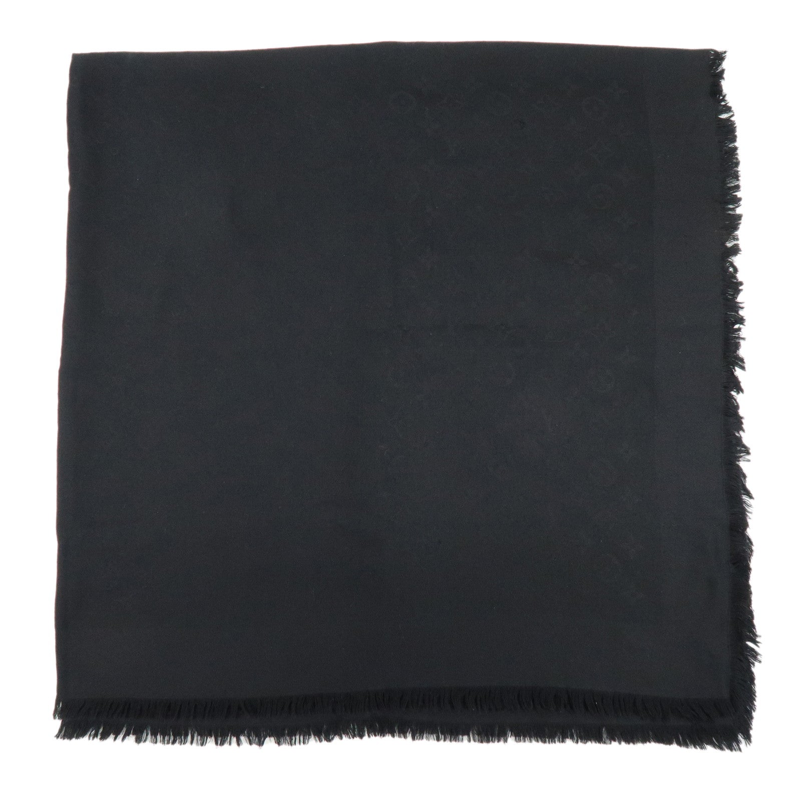 Louis Vuitton Monogram Silk Wool Scarf Shawl Black M71329