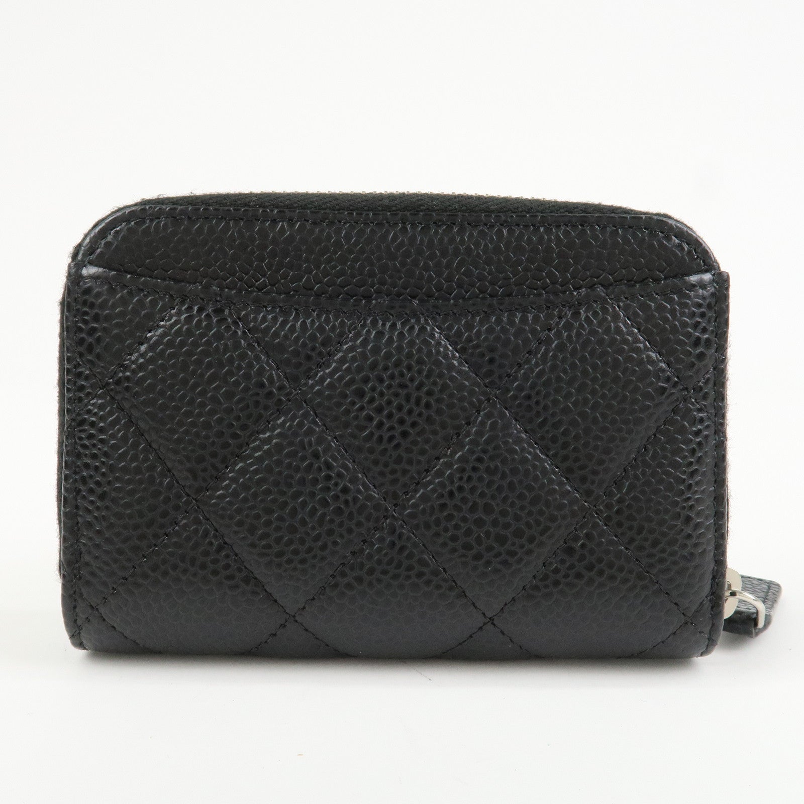 CHANEL Matelasse Caviarskin Classic Zippy Coin Case Black AP0216