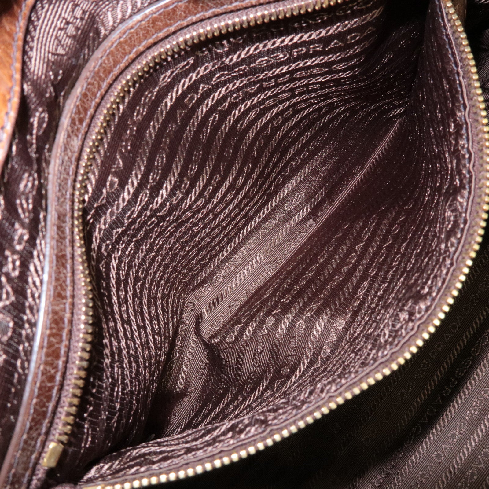 PRADA Logo Leather 2Way Bag Tote Bag Shoulder Bag Brown BL0727 Used