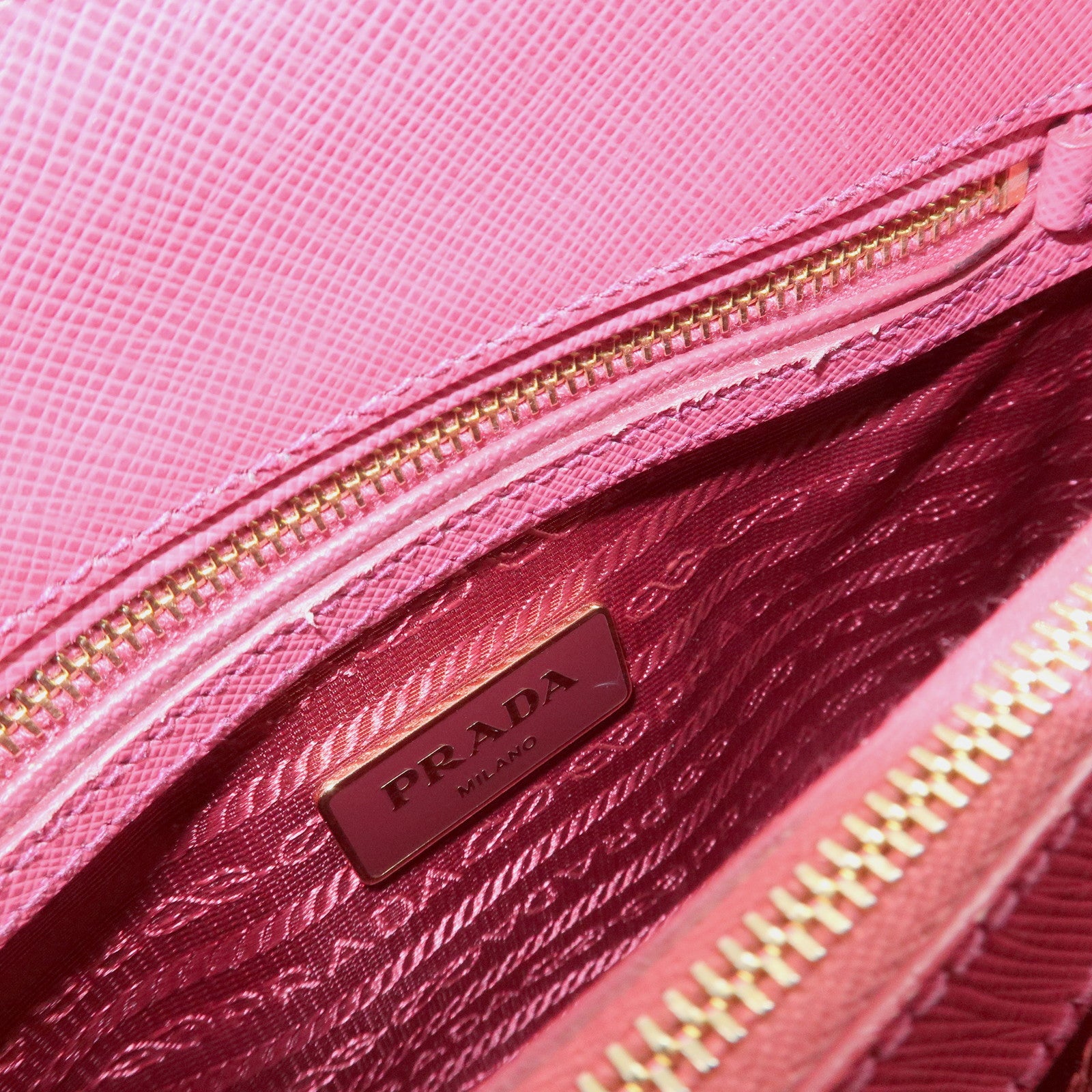 PRADA Promenade Small Saffiano Leather 2Way Bag Hand Bag Pink BL0838 Used