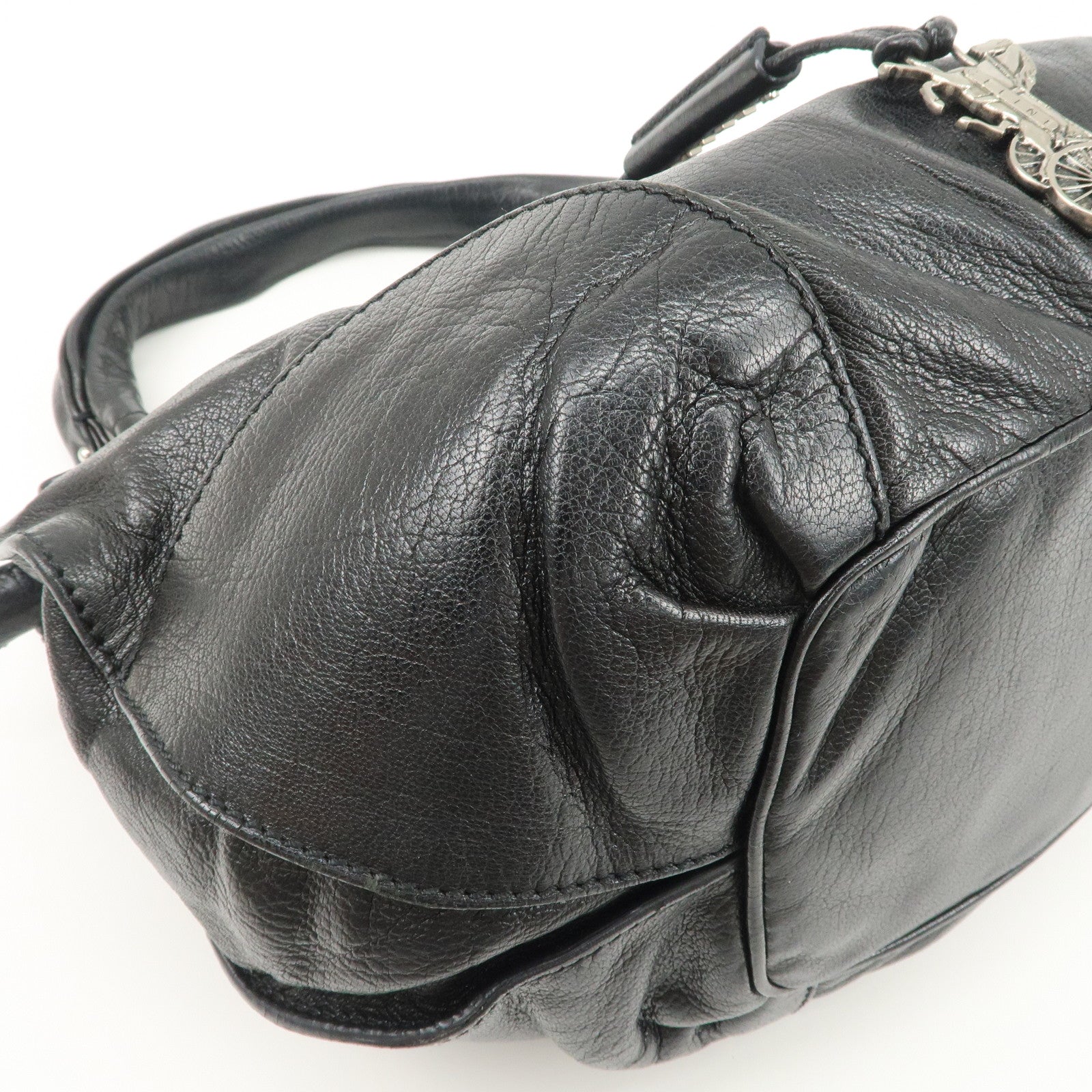 CELINE Bitter Sweet Leather Shoulder Bag Hand Bag Black Used