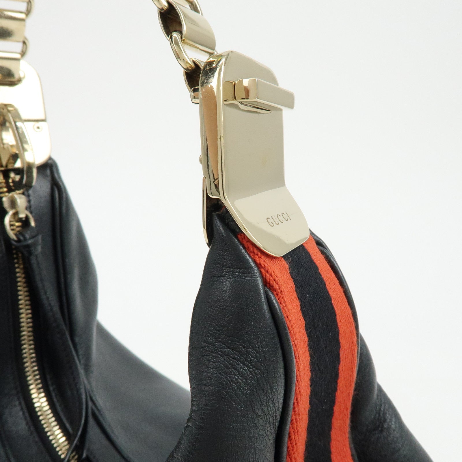 GUCCI Attache Leather Shoulder Bag Crossbody Bag Black 702823