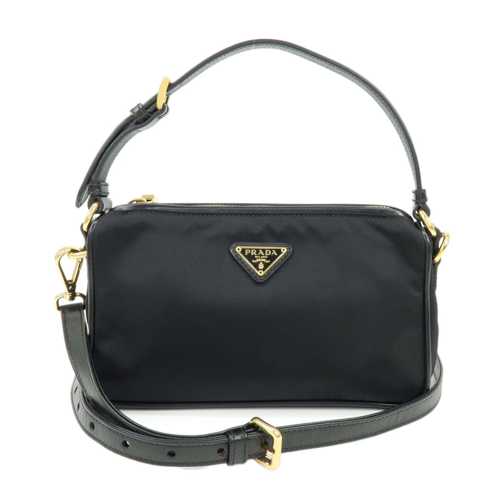 PRADA Triangle Logo Nylon 2Way Bag Hand Bag Shoulder Bag BN1833