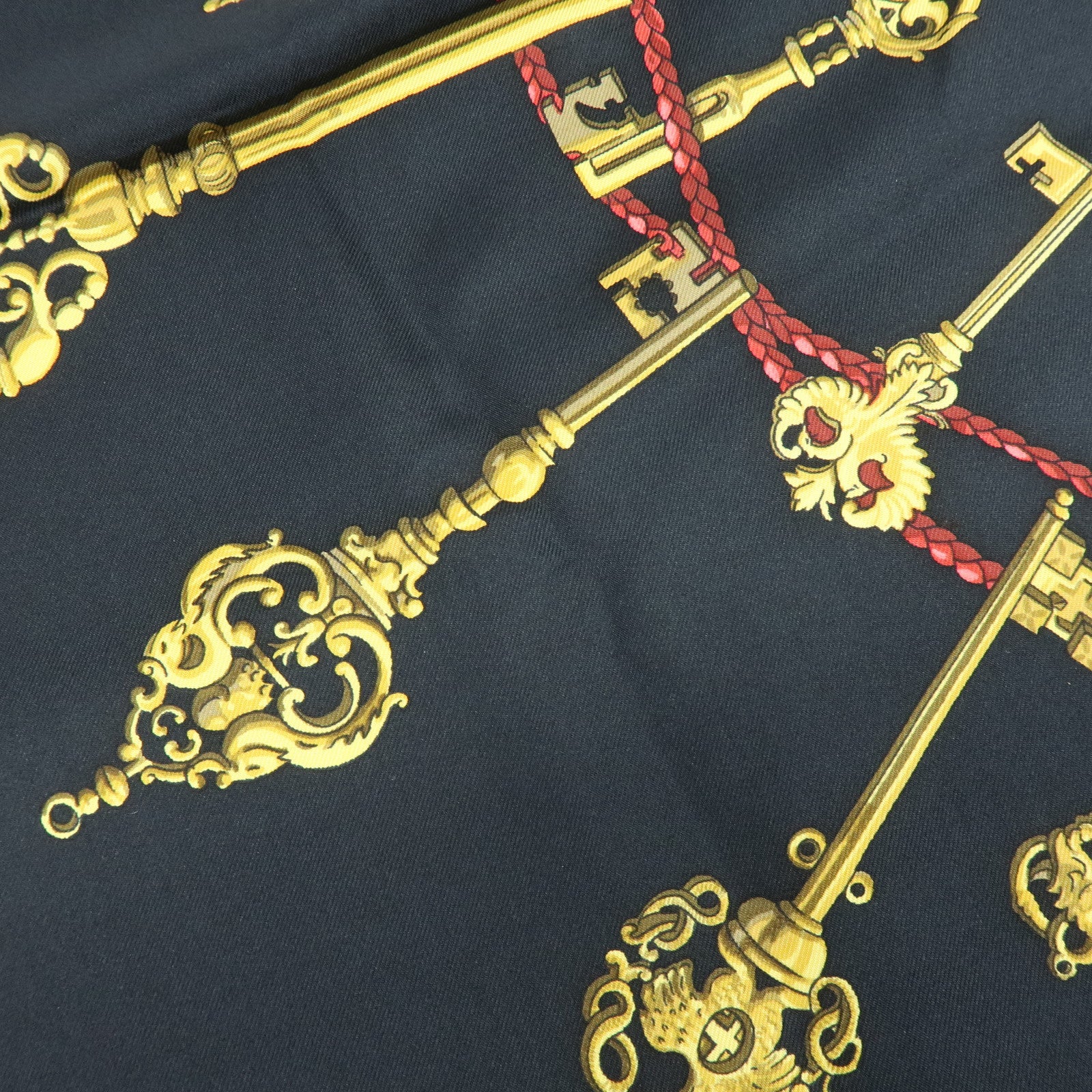 HERMES Carre 90 Silk 100% Scarf LES CLES THE KEYS RARE Black Gold