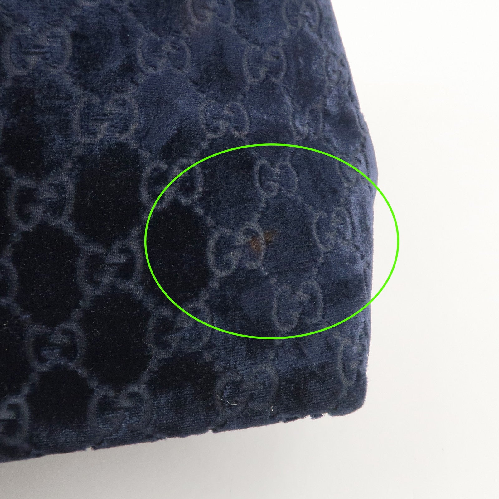 GUCCI Velvet GG Monogram Shoulder Bag Hand Bag Navy 001・2123