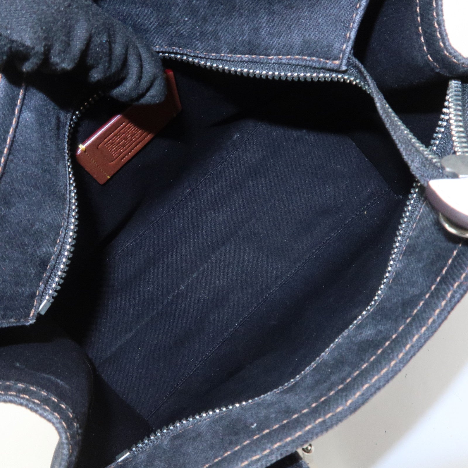 COACH Denim Leather 2Way Shoulder Bag Hand Bag Black