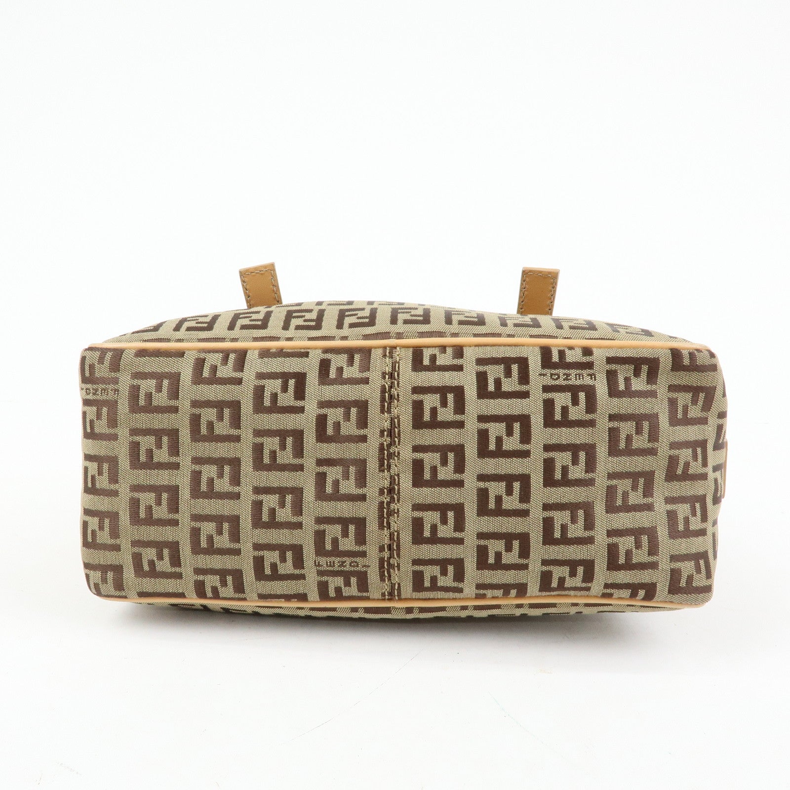 FENDI Zucchino Canvas Leather Small Boston Hand Bag Brown 8BN004