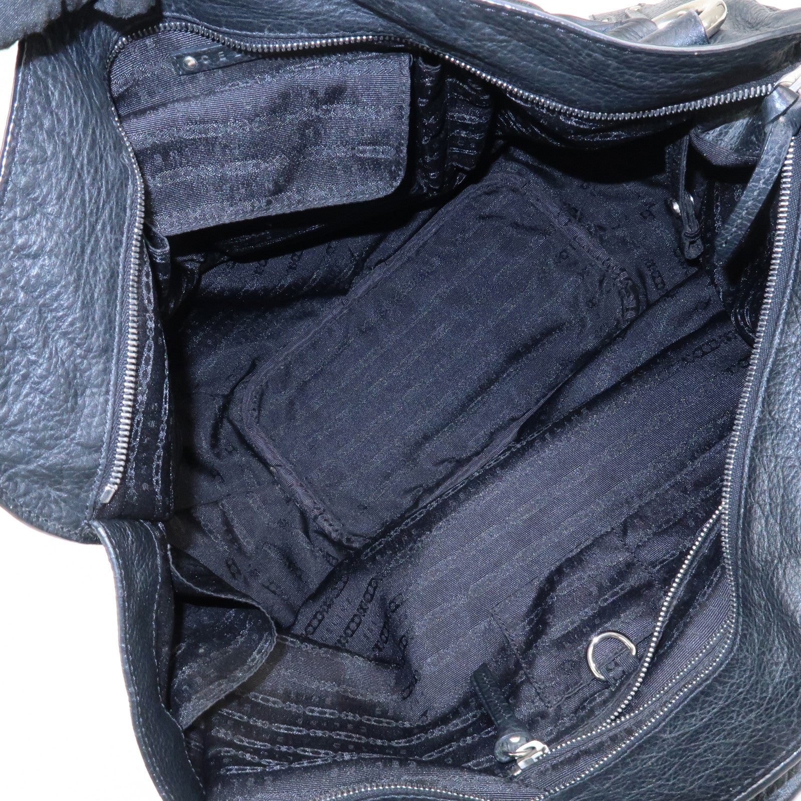 CELINE Leather Hand Bag Shoulder Bag Black Silver HDW Used