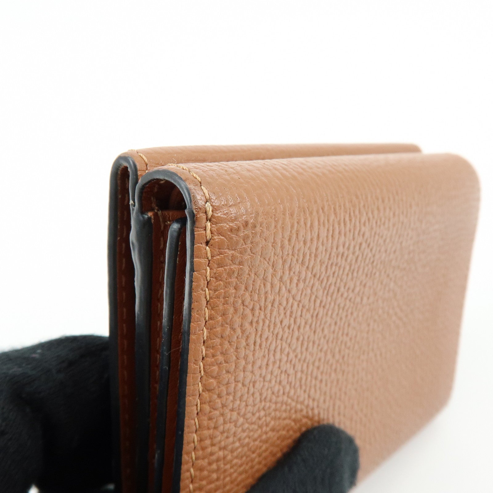 LOEWE Anagram Pebble Grained Calf Compact Tri-fold Wallet Camel