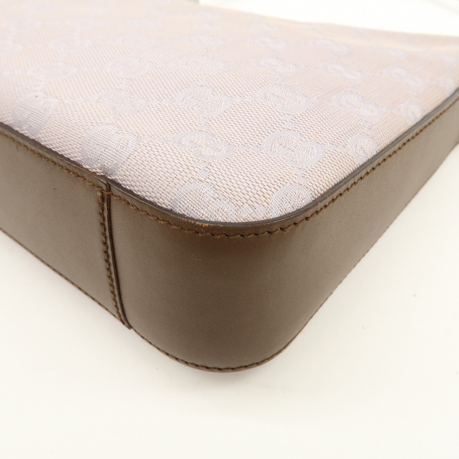 GUCCI GG Canvas Leather Shoulder Bag Hand Bag Purple Brown 01233