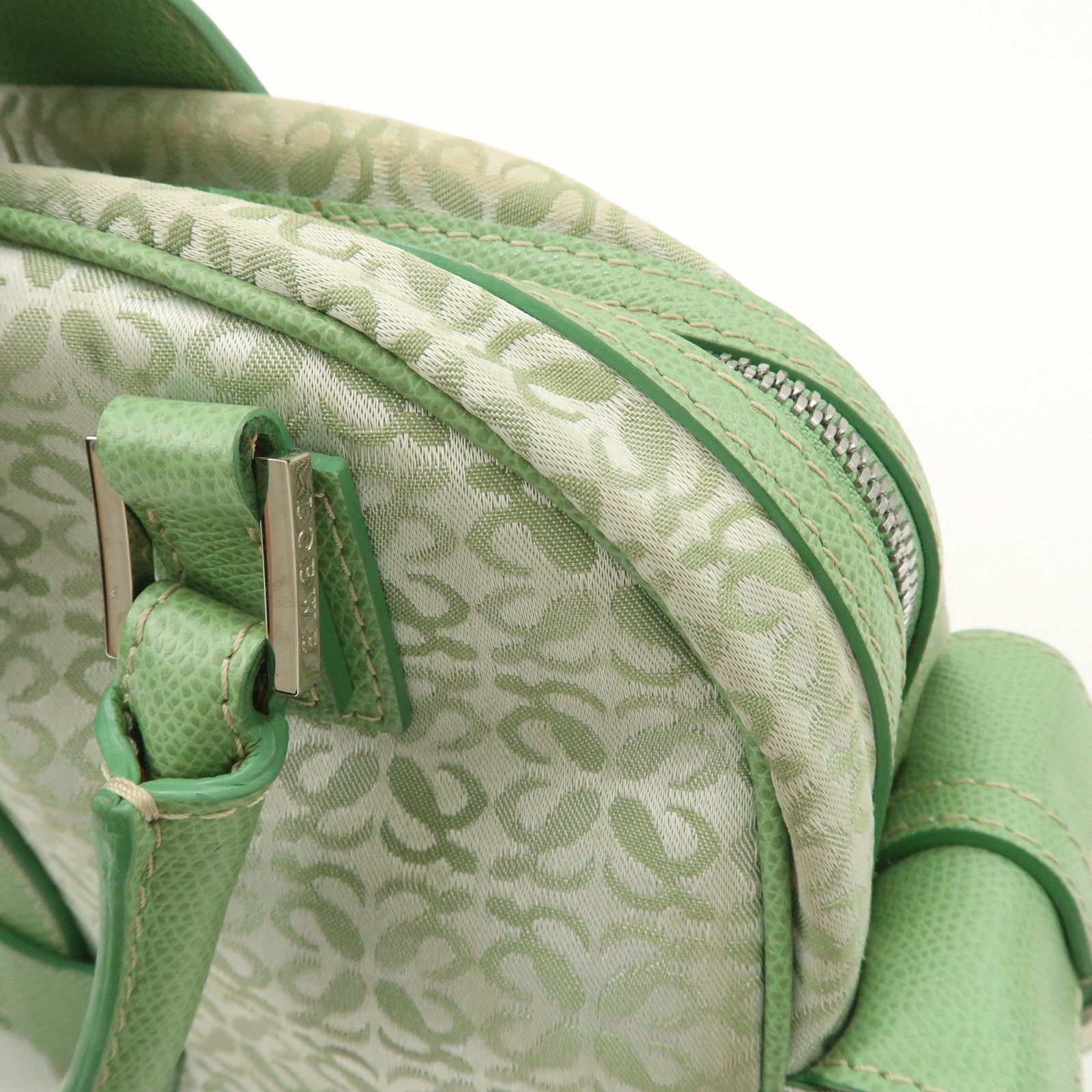 LOEWE Anagram Canvas Leather Hand Bag Light Green