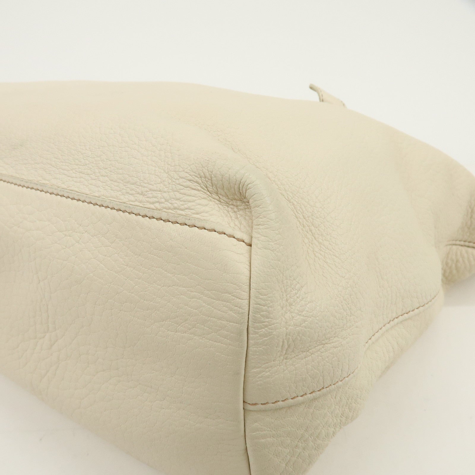 PRADA Logo Leather 2Way Bag Hand Bag Shoulder Bag Ivory