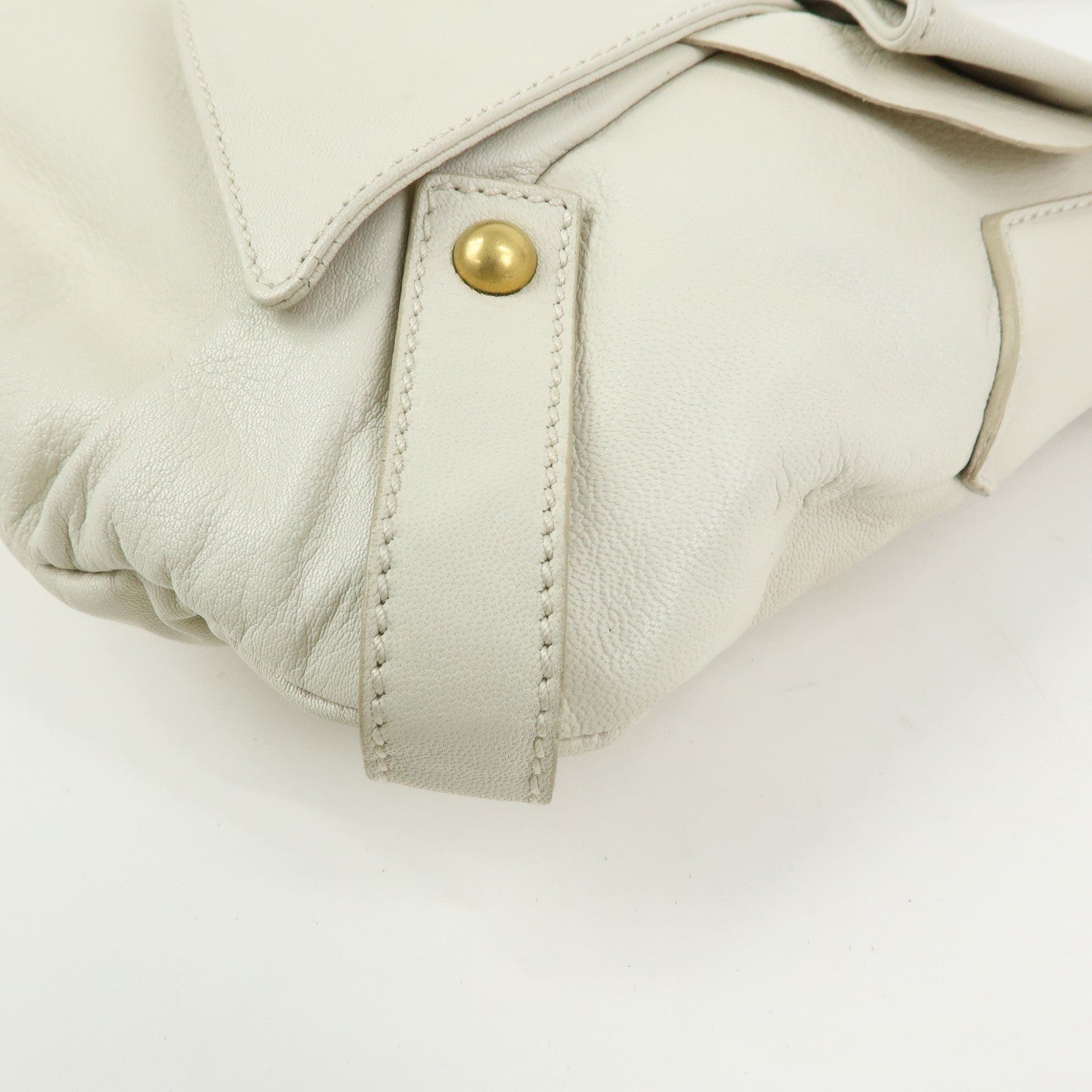 SAINT LAURENT PARIS YSL Ribbon Leather Shoulder Bag Ivory 151216