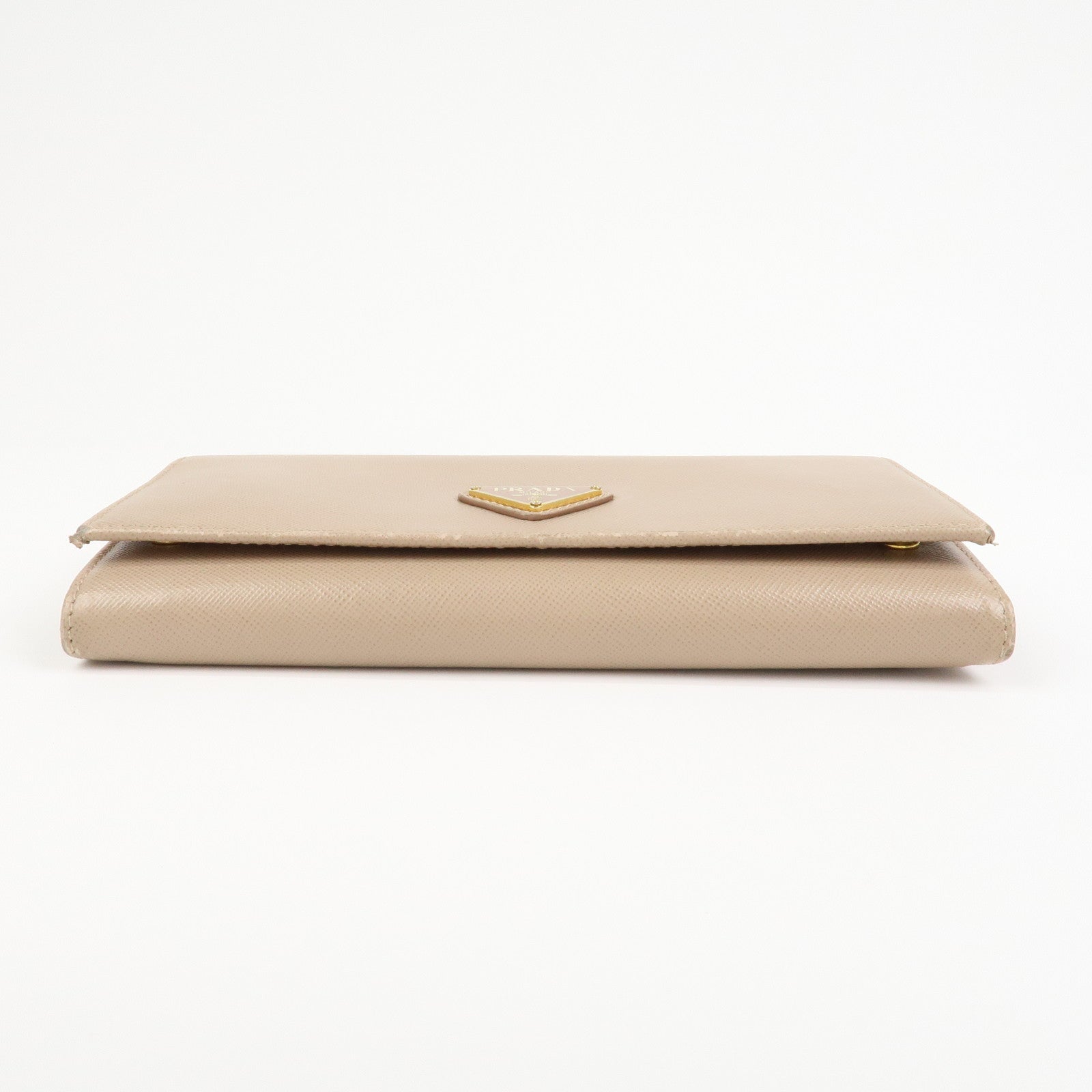 PRADA Triangle Logo Saffiano Leather Long Wallet Pink Beige 1MH132