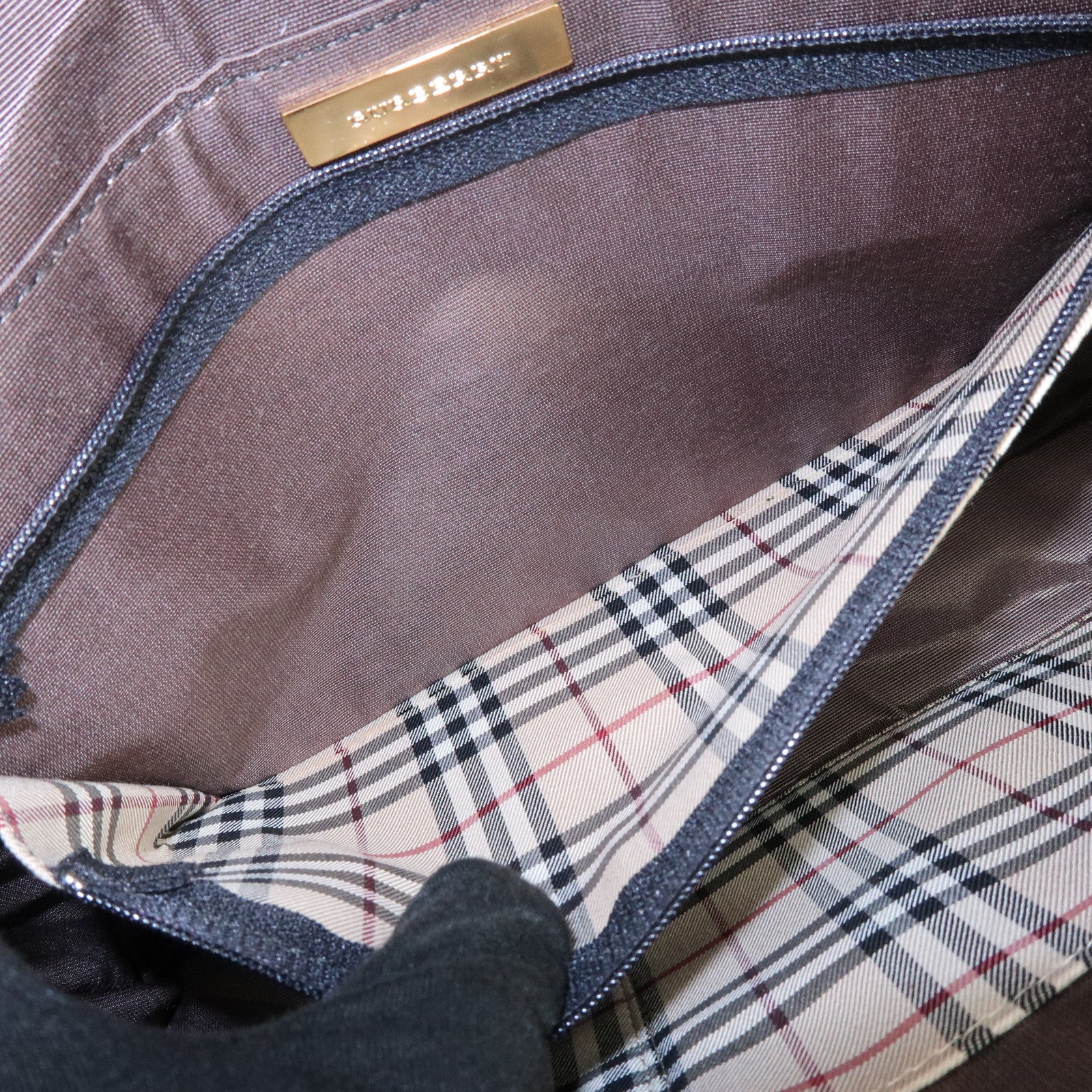 BURBERRY Logo Leather Flap Shoulder Bag Hand Bag Black