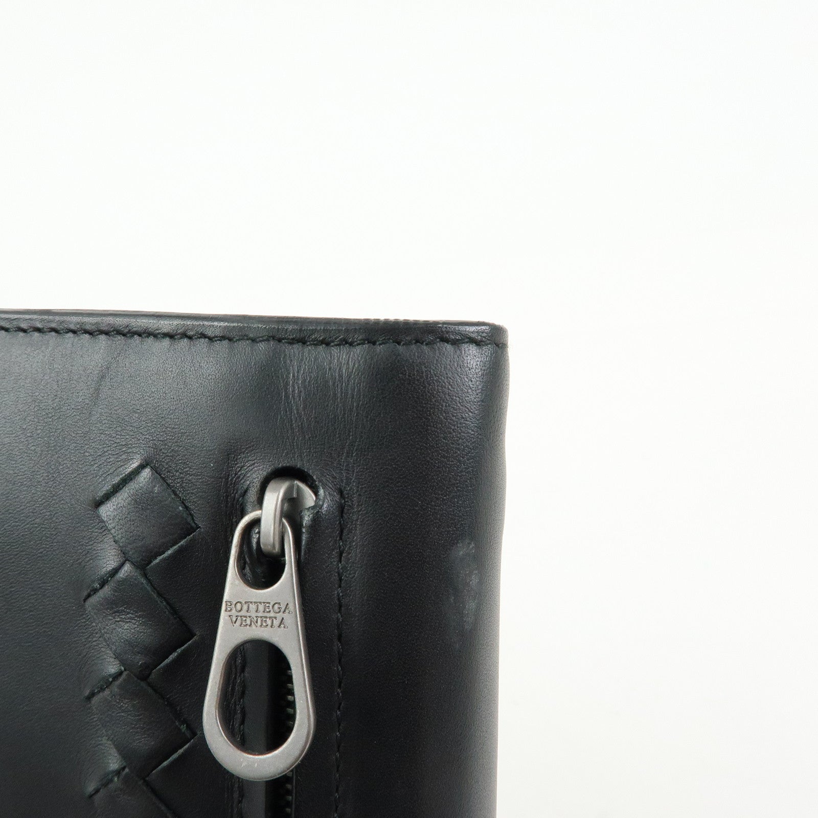 BOTTEGA VENETA Intrecciato Leather Clutch Bag Black 129528