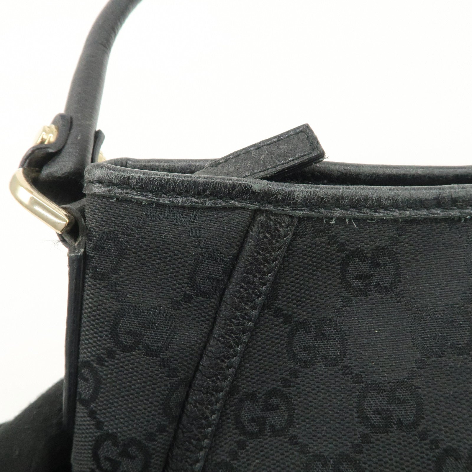 GUCCI Abbey GG Canvas Leather One Shoulder Bag Black Gold Hardware 130939 Used