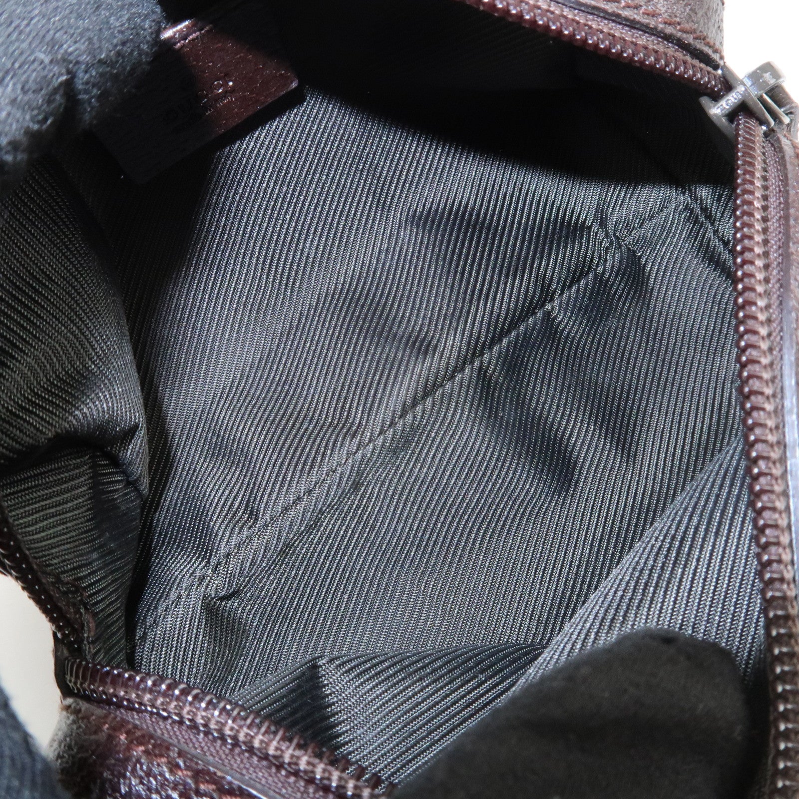 GUCCI GG Canvas Leather Pouch Cosmetic Pouch Brown 29596