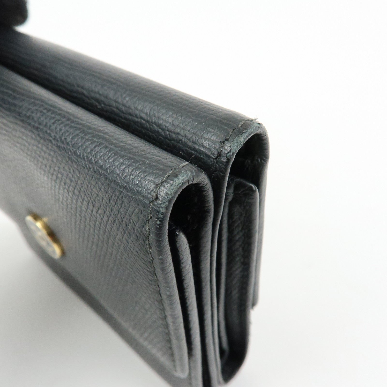 CHANEL COCO Button Calf Leather Compact Wallet Black