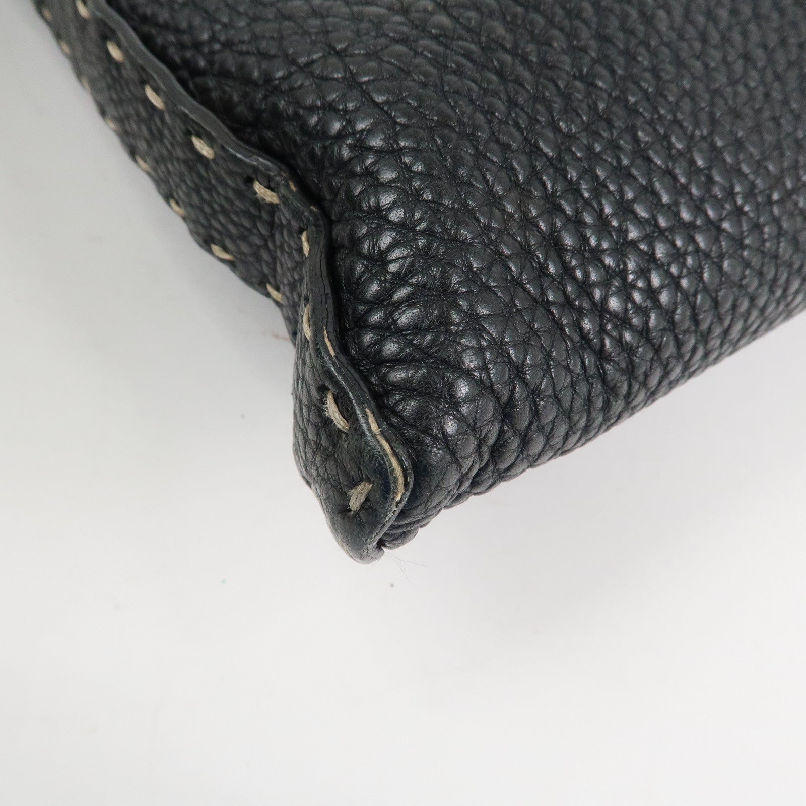 FENDI Selleria Leather Shoulder Bag Crossbody Bag Black 8BT109