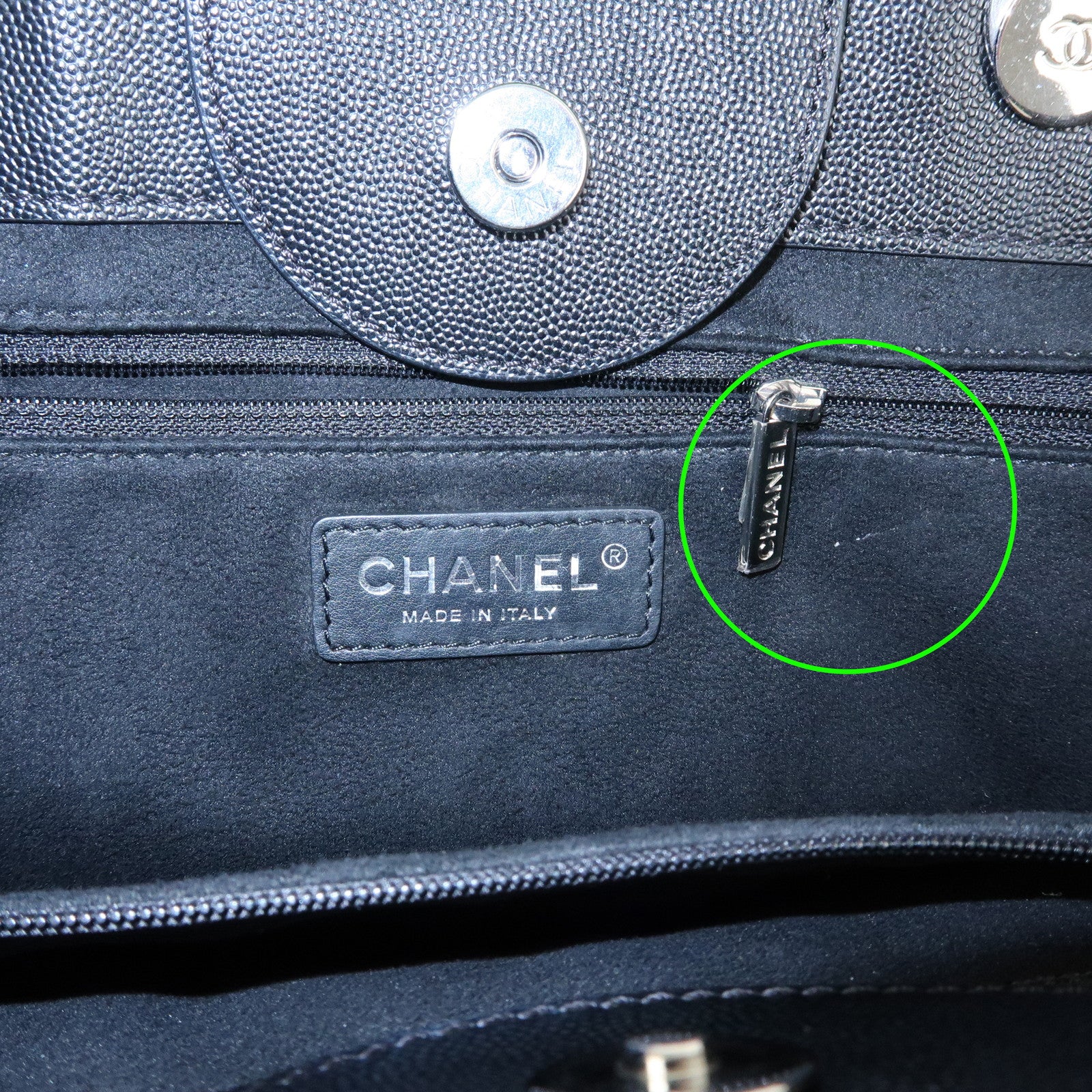 CHANEL Deauville Tote MM Caviarskin 2WAY Hand Shoulder Bag A57069