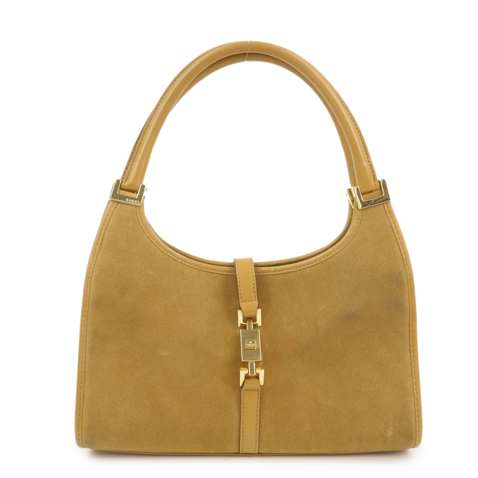 GUCCI Jackie Suede Leather Shoulder Bag Hand Bag Camel 002・1068
