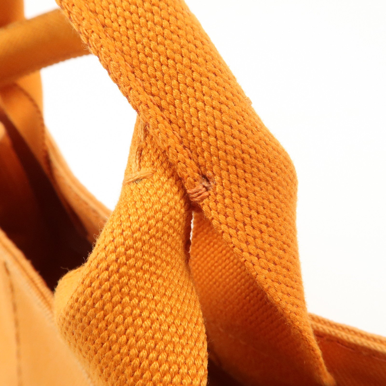 PRADA Logo Canapa Mini Canvas Tote Bag Hand Bag Orange BN2439