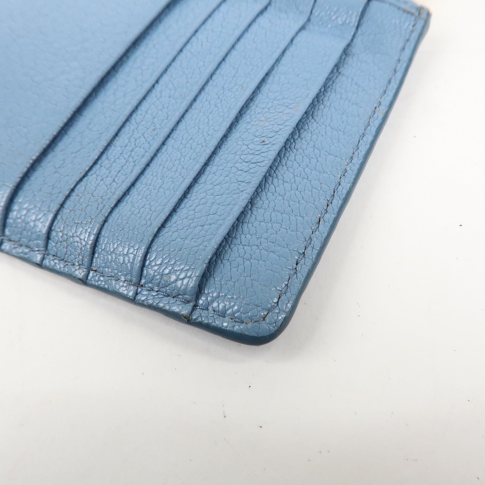 MIU MIU Leather Fragment Case Card Case Light Blue 5MB060 Used