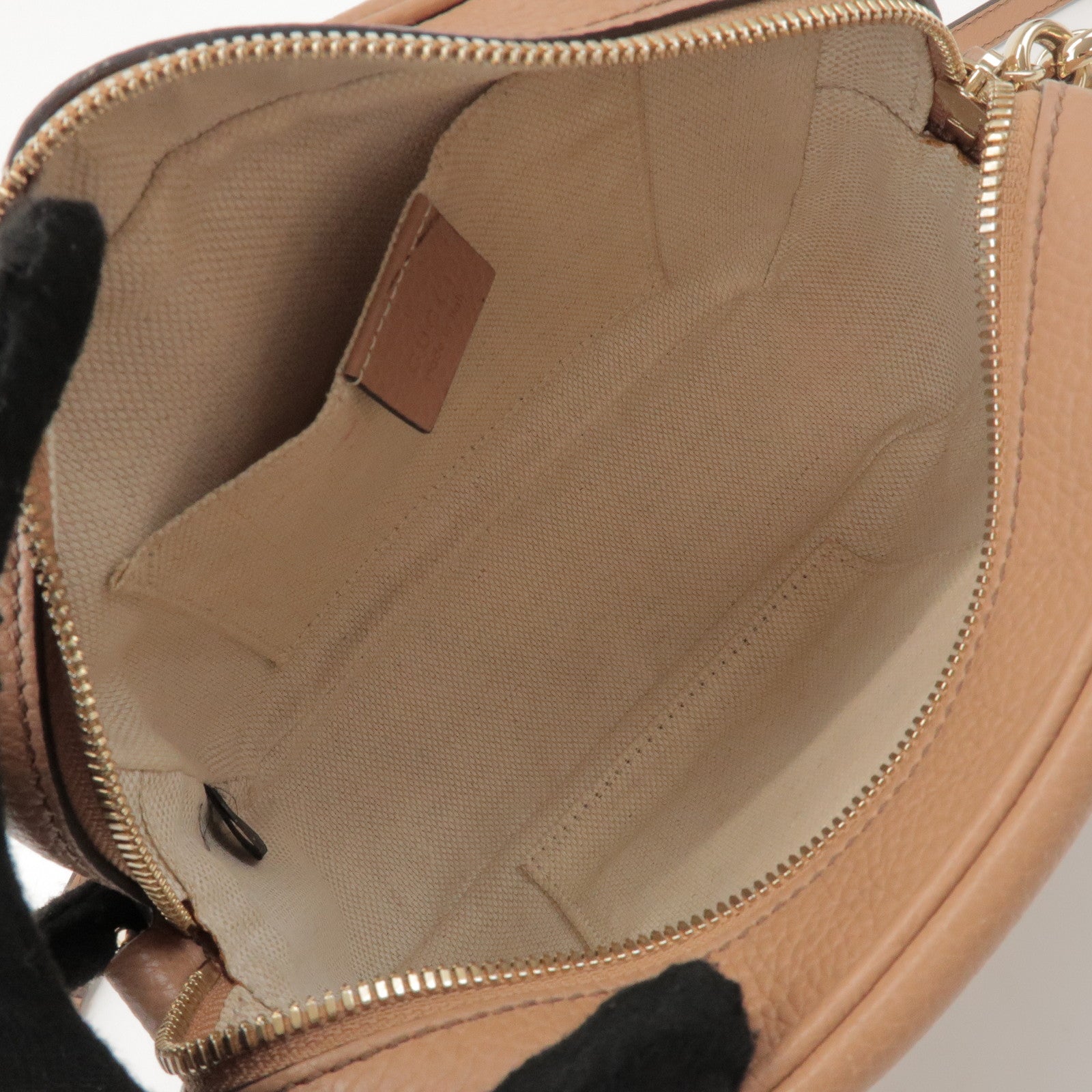 GUCCI SOHO Interlocking G Leather Shoulder Bag Beige 308364