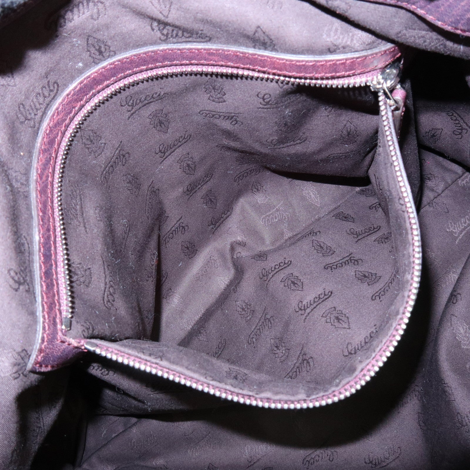 GUCCI Bamboo GG Canvas Leather Tote Hand Bag Beige Purple 232947