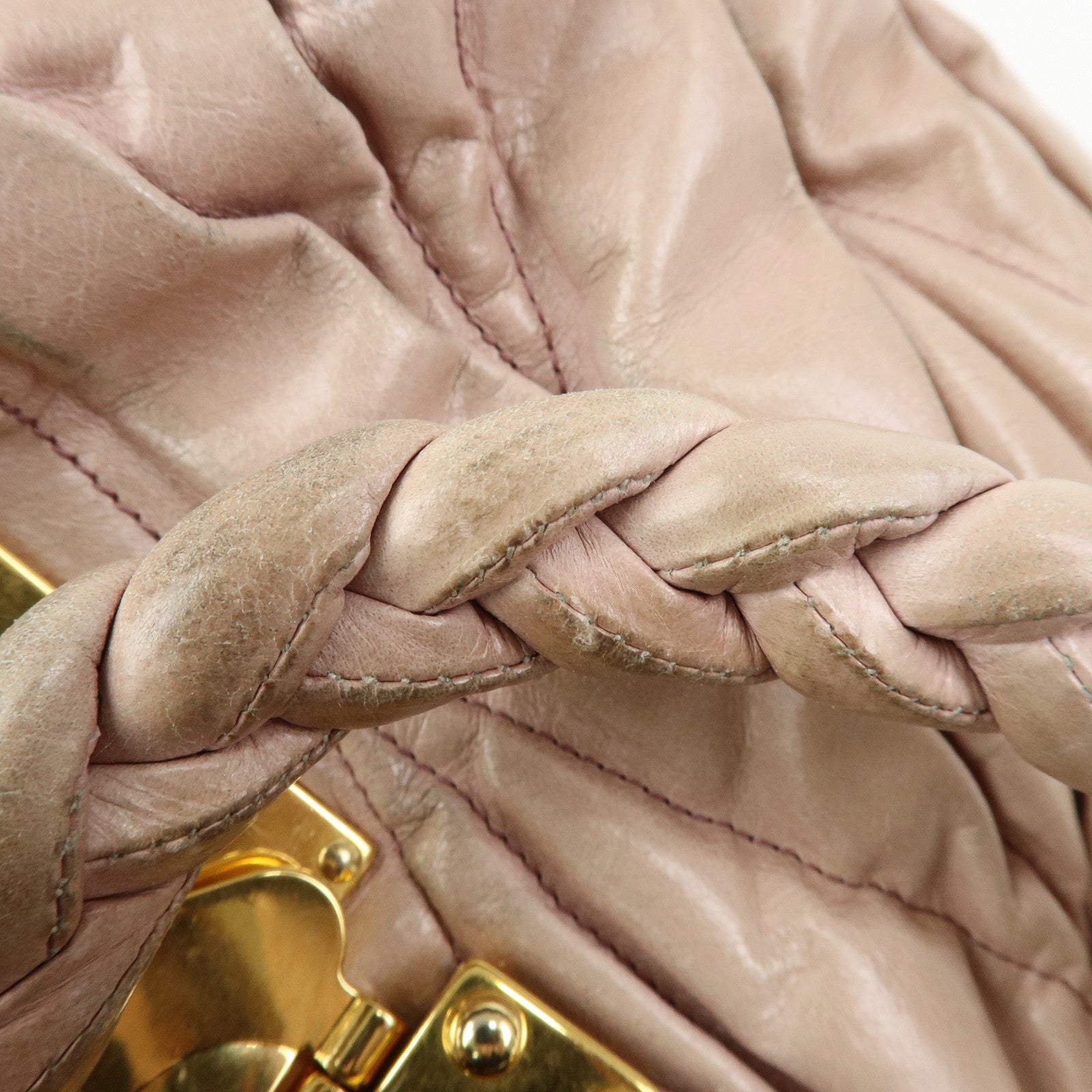 MIU MIU Matelasse 2Way Bag Hand Bag Shoulder Bag Pink Beige